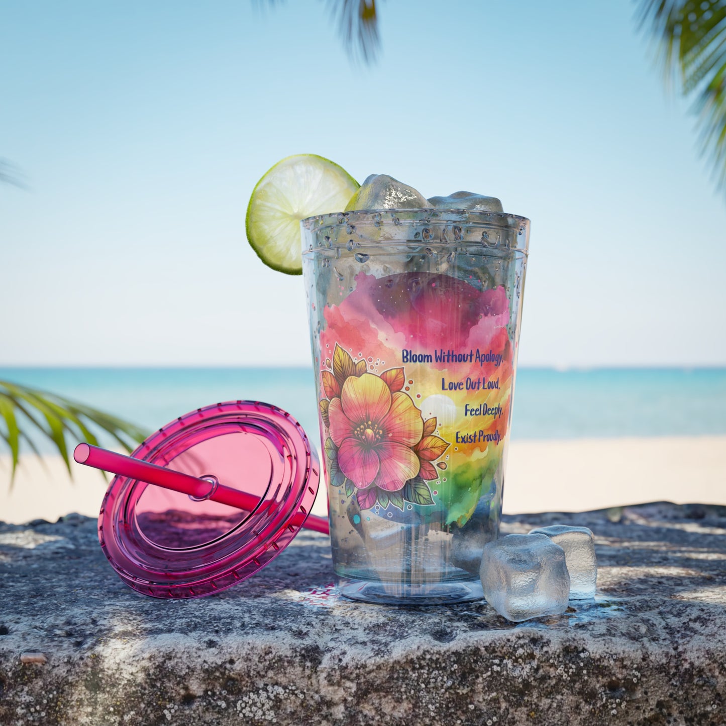 Bloom Without Apology 16oz. Insulated Tumbler with Straw