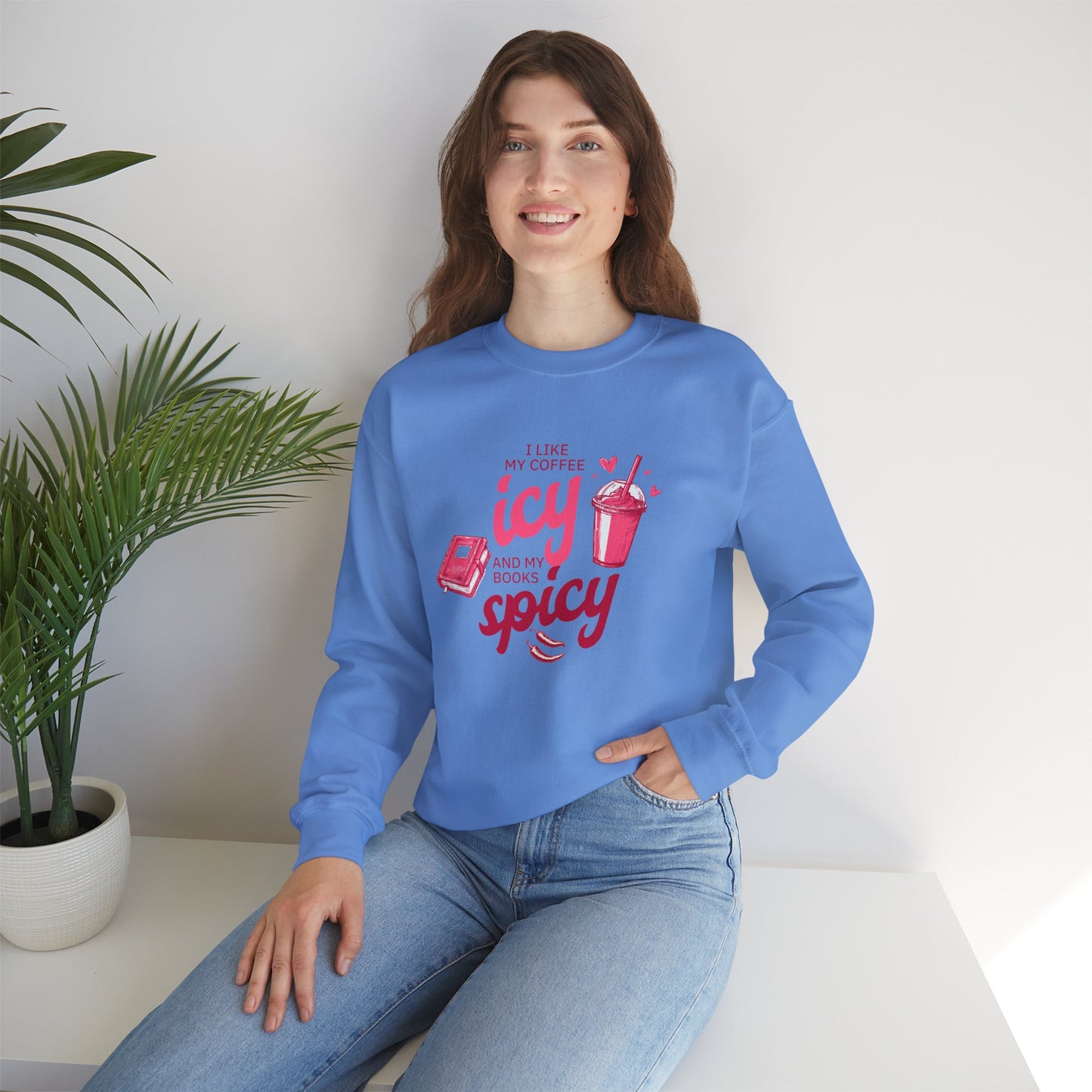 Icy Coffee Spicy Books Unisex Crewneck Sweatshirt