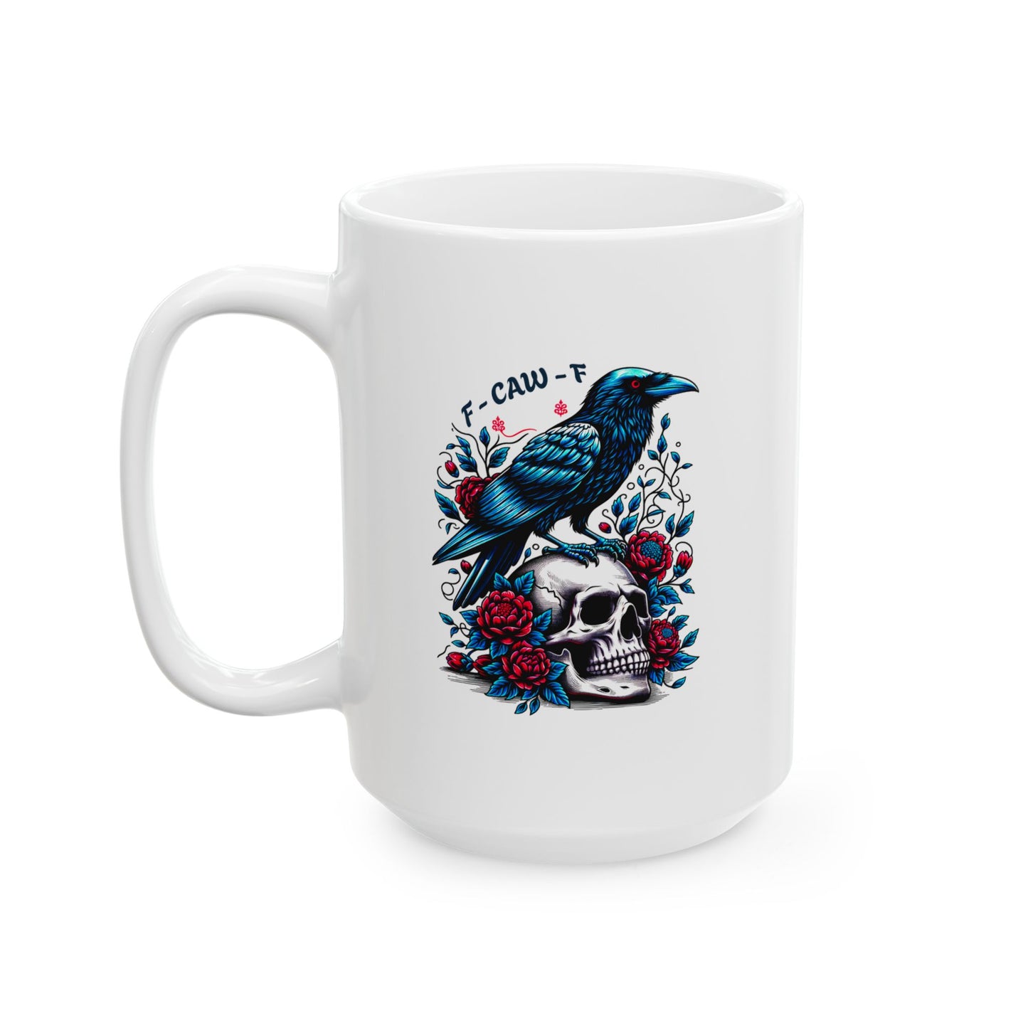 “Caw-Feine” Raven & Skull Ceramic Mug