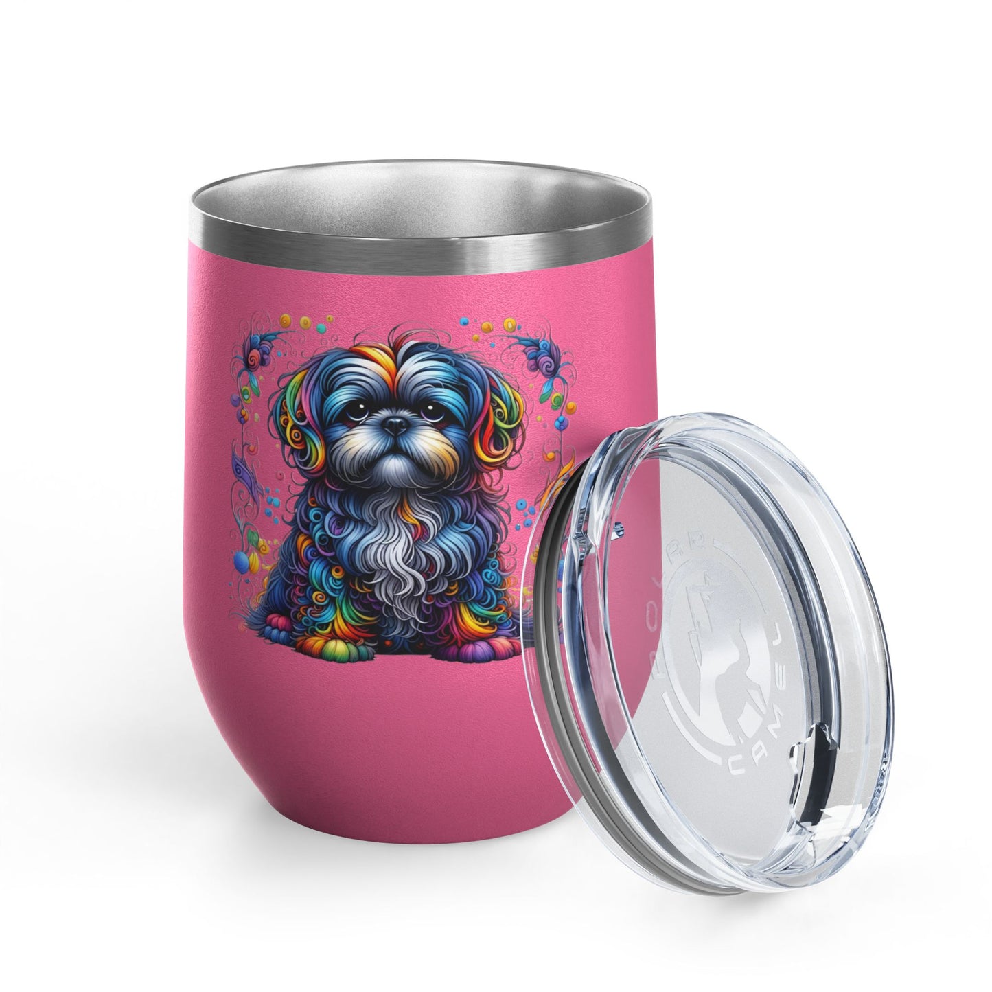 Colorful Shih Tzu 12oz Insulated Wine Tumbler