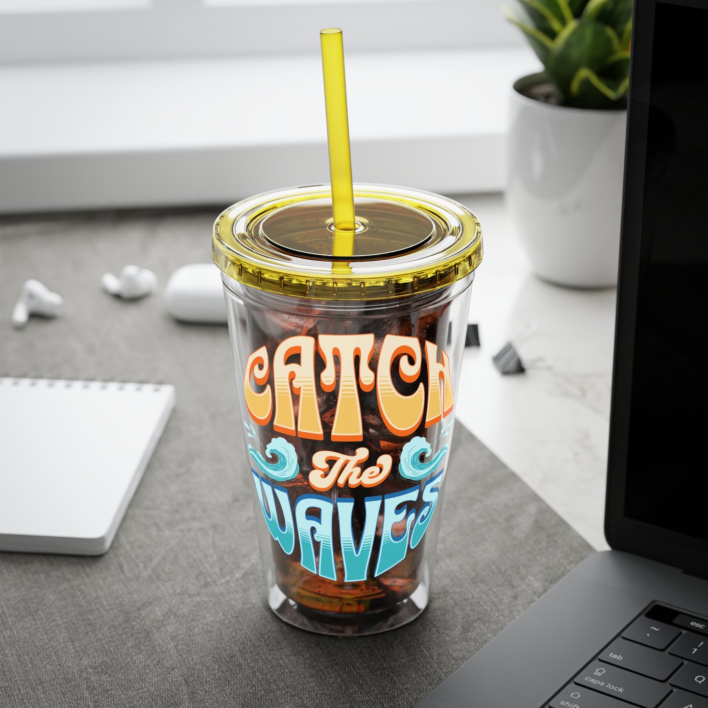 Catch the Waves 16oz Insulated Tumbler with Straw