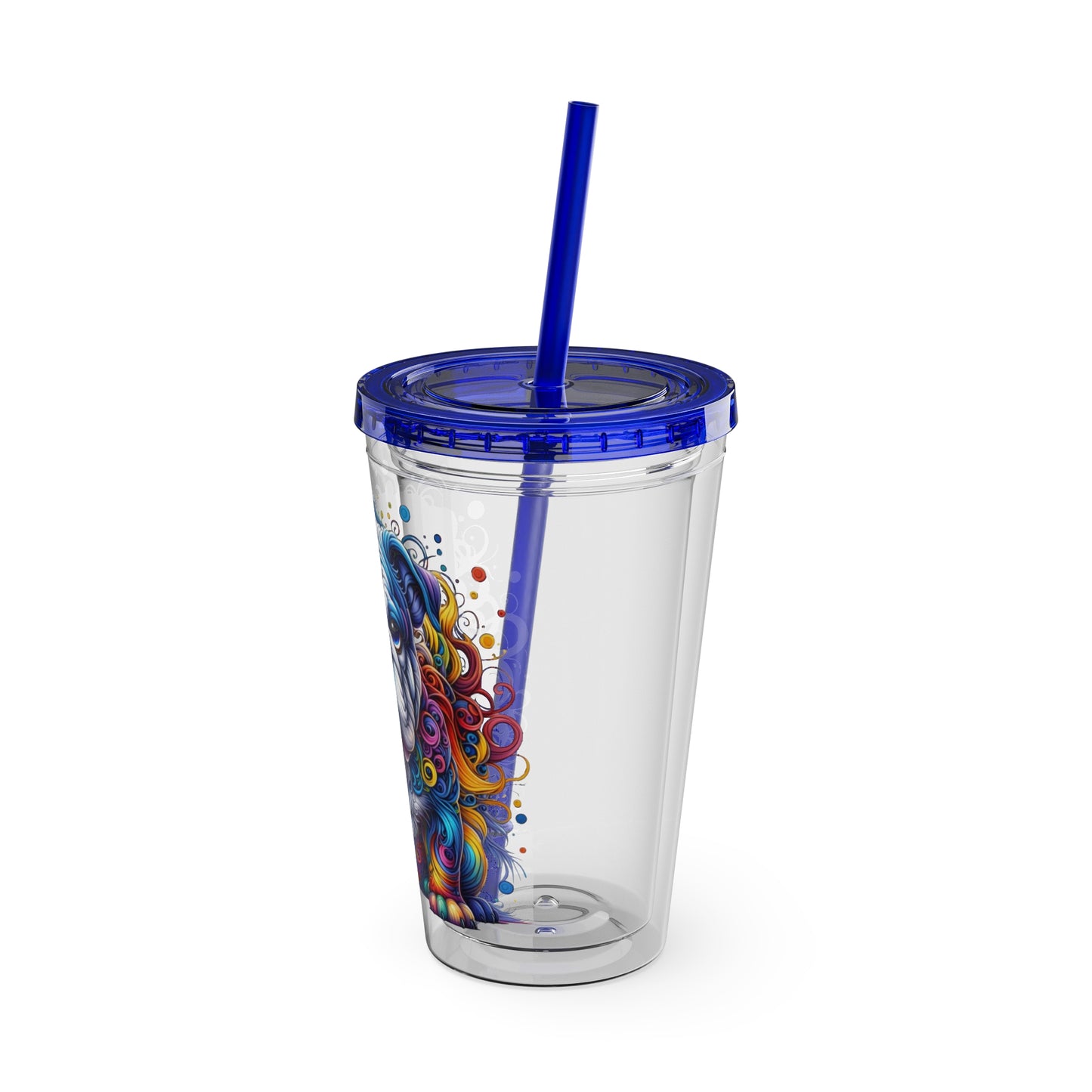 Colorful Bulldog 16oz. Insulated Tumbler with Straw