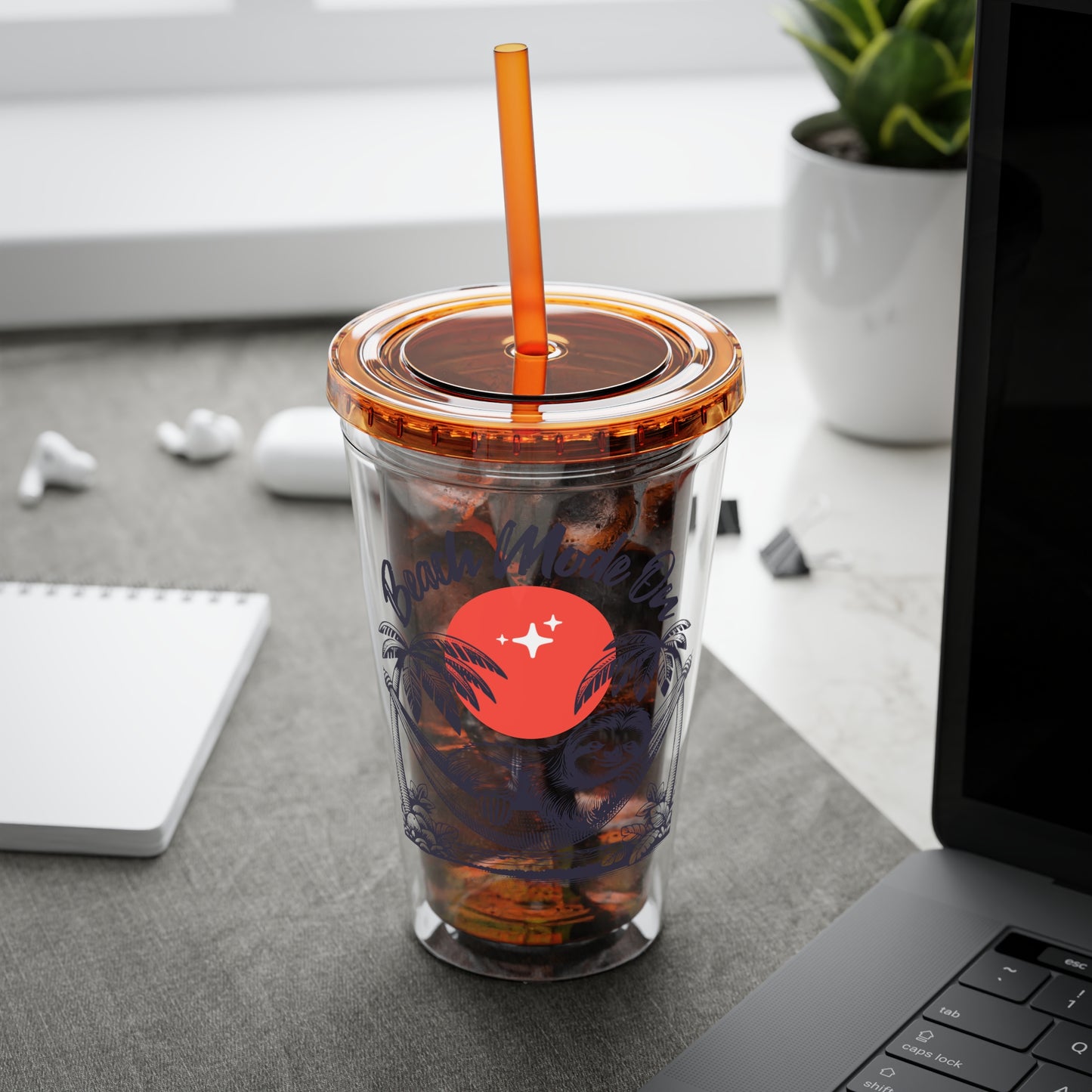 Beach Mode On 16oz Insulated Tumbler with Straw