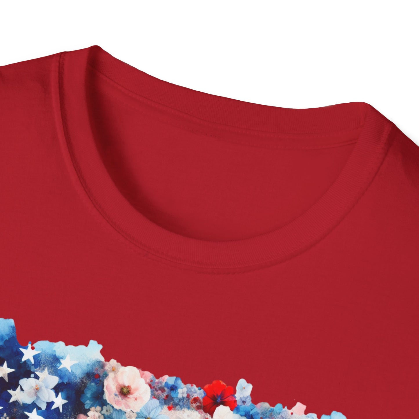 Patriotic Floral Freedom in Full Bloom Unisex Graphic T-Shirt