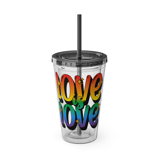 Love is Love Rainbow 16oz. Insulated Tumbler with Straw