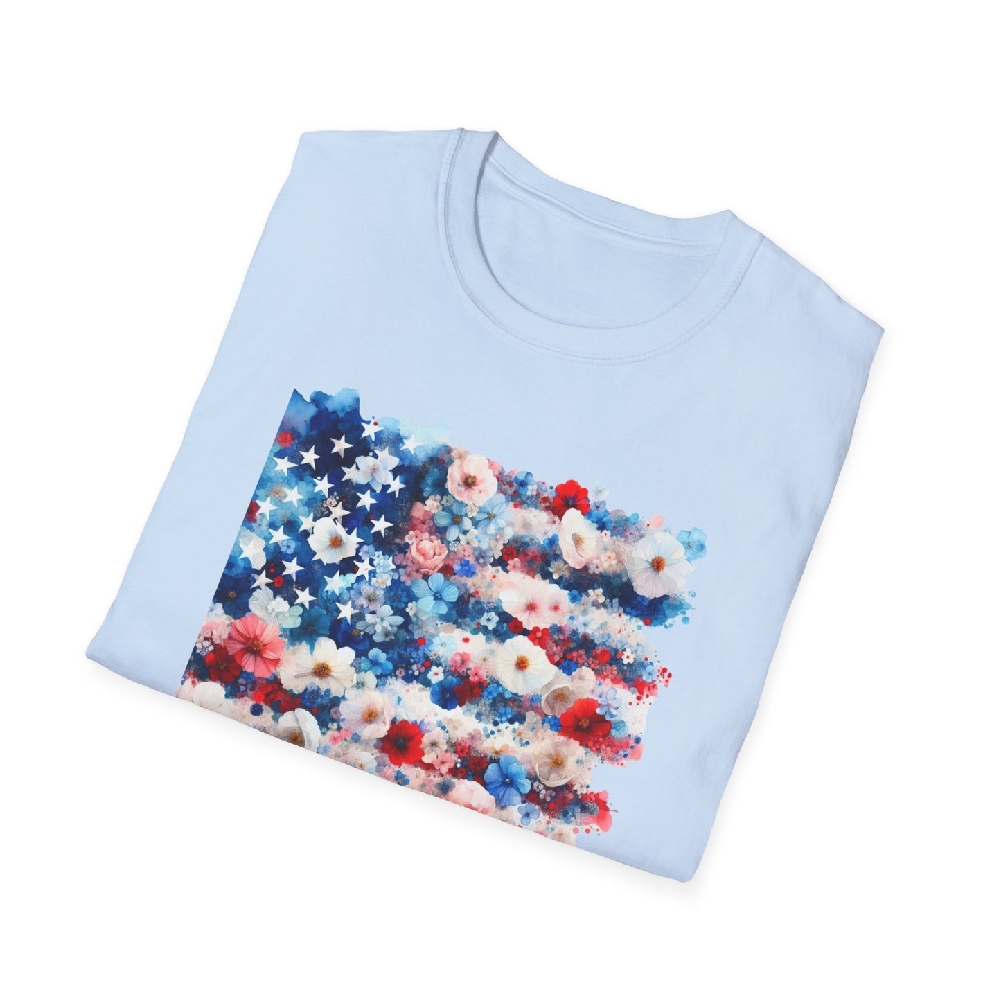 Patriotic Floral Freedom in Full Bloom Unisex Graphic T-Shirt