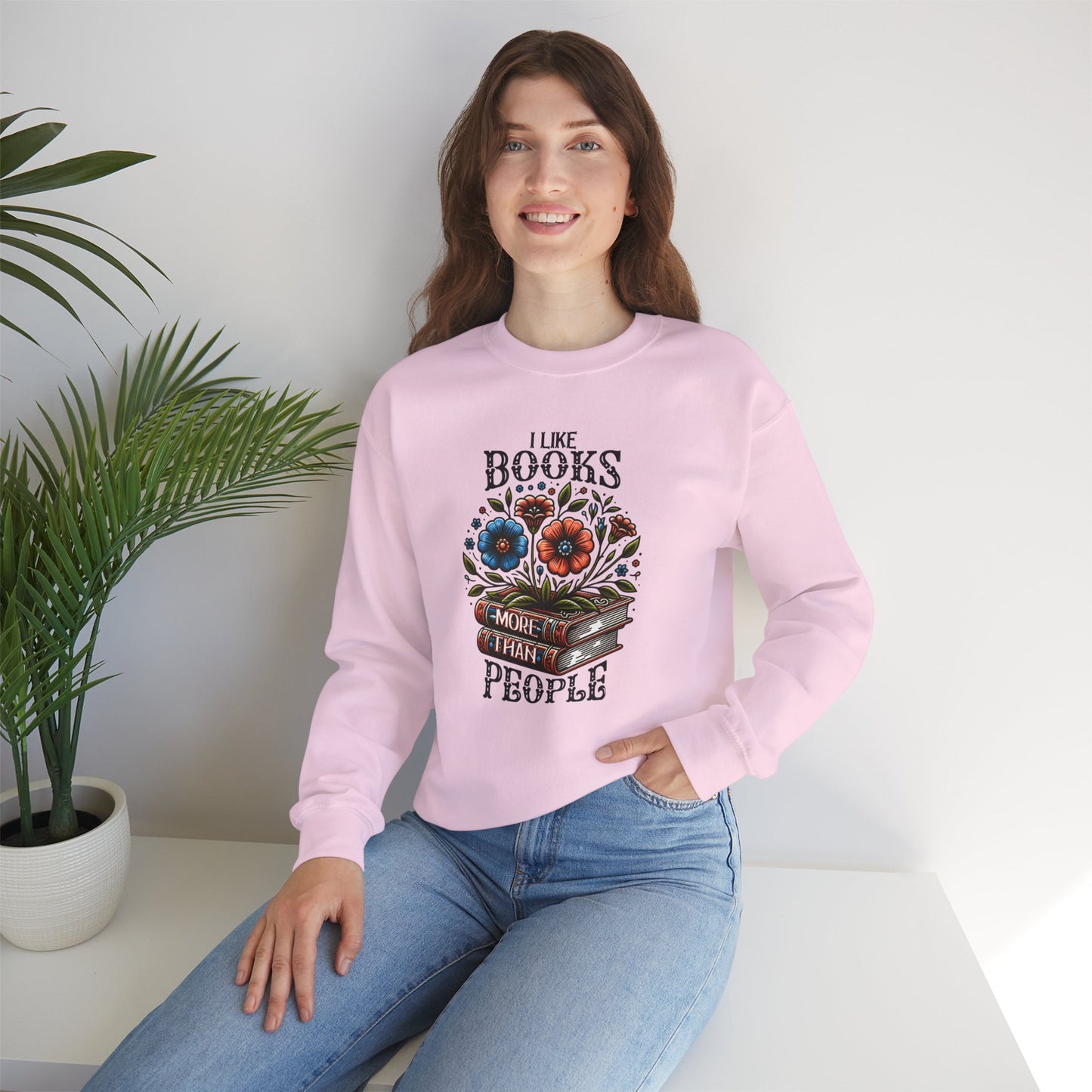 Books More Than People Crewneck Sweatshirt