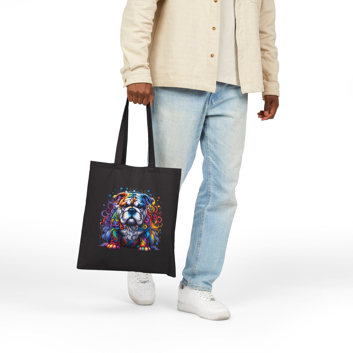Colorful Bulldog Cotton Canvas Tote Bag