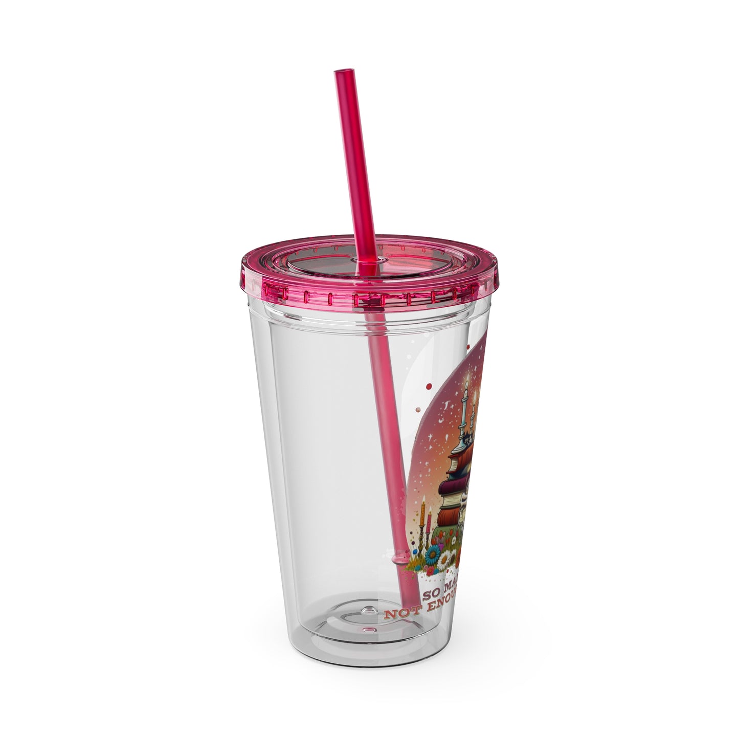 So Many Books 16oz Insulated Tumbler with Straw