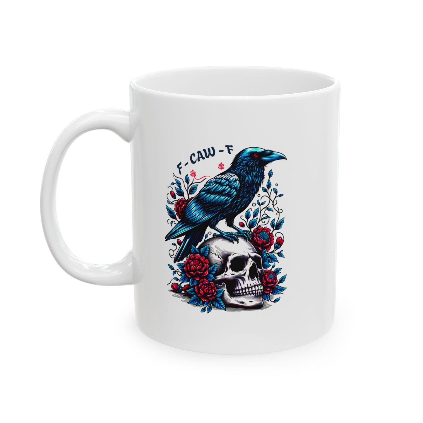 “Caw-Feine” Raven & Skull Ceramic Mug