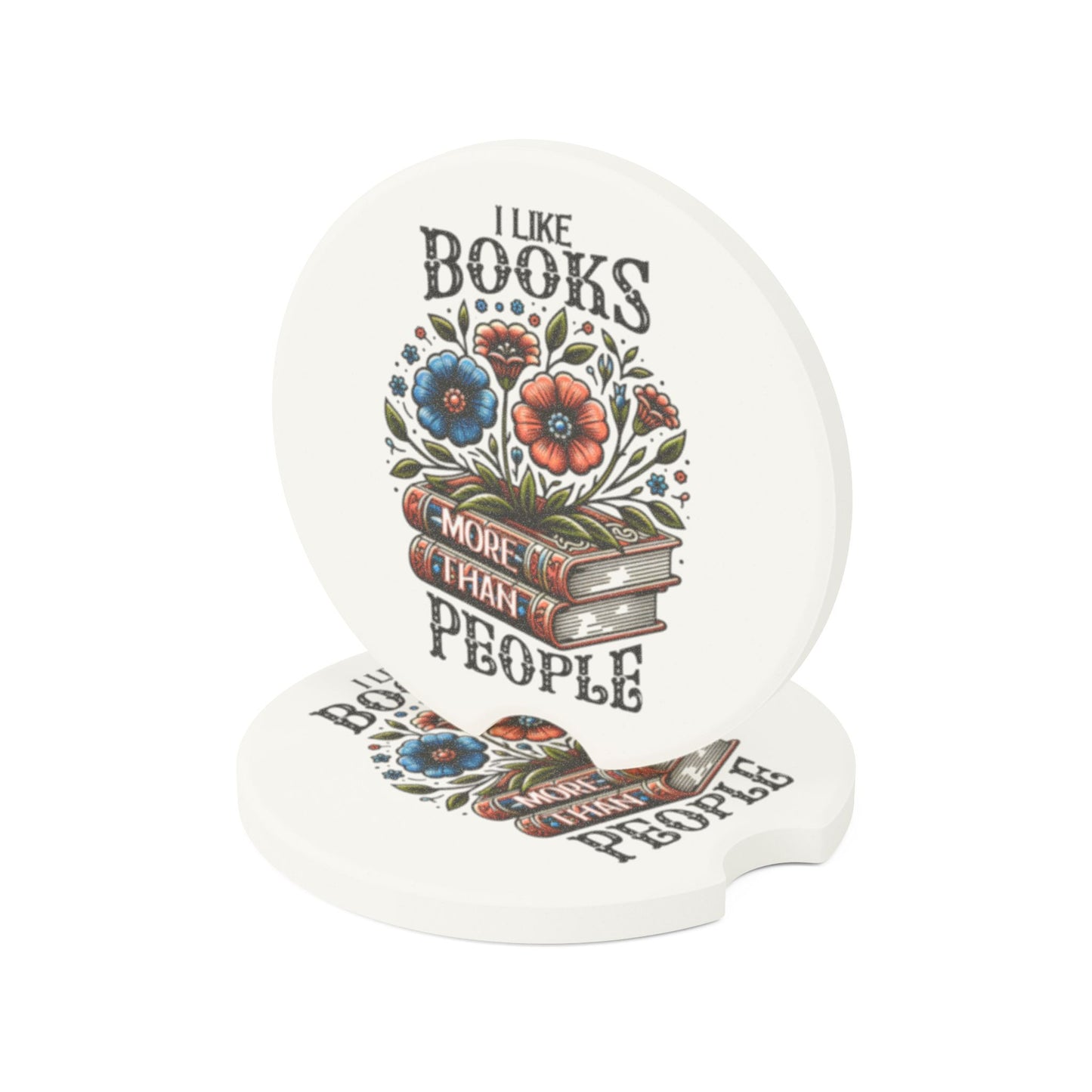 Books More Than People Soapstone Car Coaster Set of 1 or 2