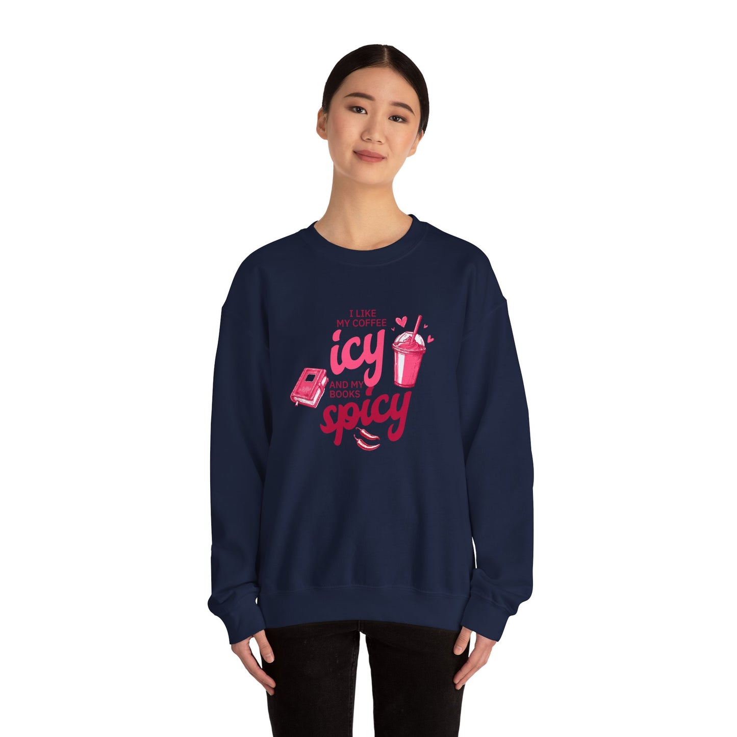 Icy Coffee Spicy Books Unisex Crewneck Sweatshirt