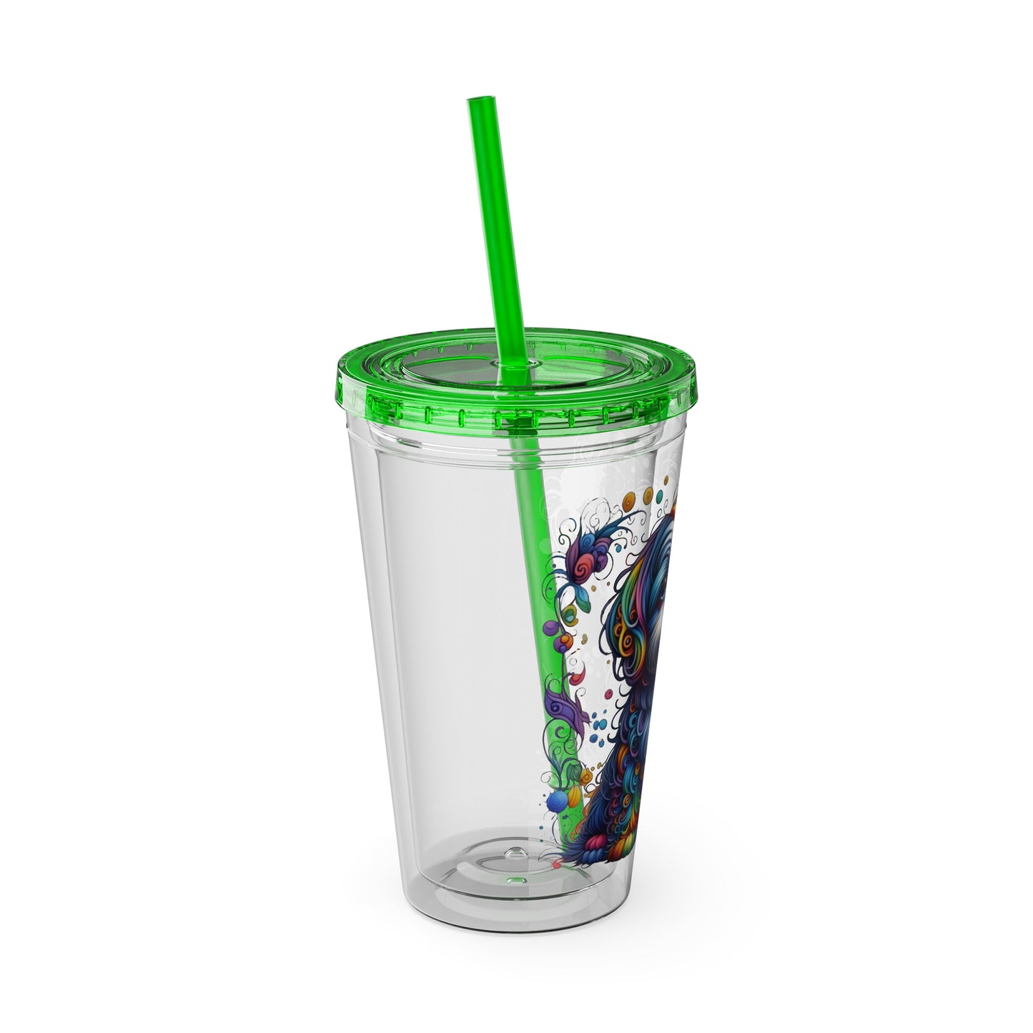 Colorful Shih Tzu 16oz. Insulated Tumbler with Straw