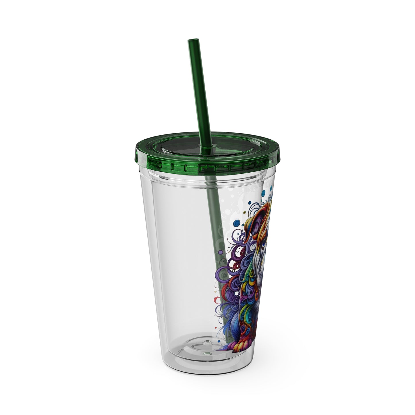 Colorful Bulldog 16oz. Insulated Tumbler with Straw