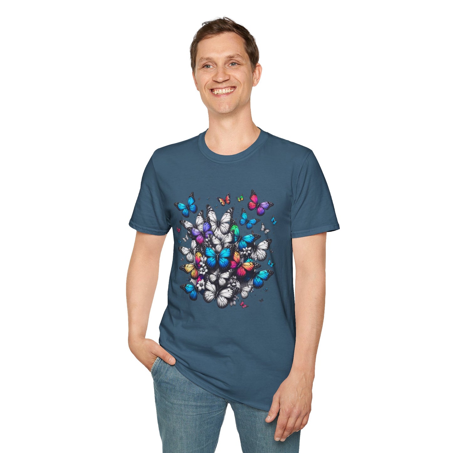 Colorful Butterfly Cluster Unisex Graphic T-Shirt