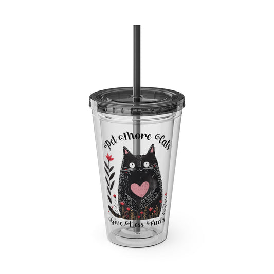 Pet More Cats 16oz Insulated Acrylic Cup with Straw