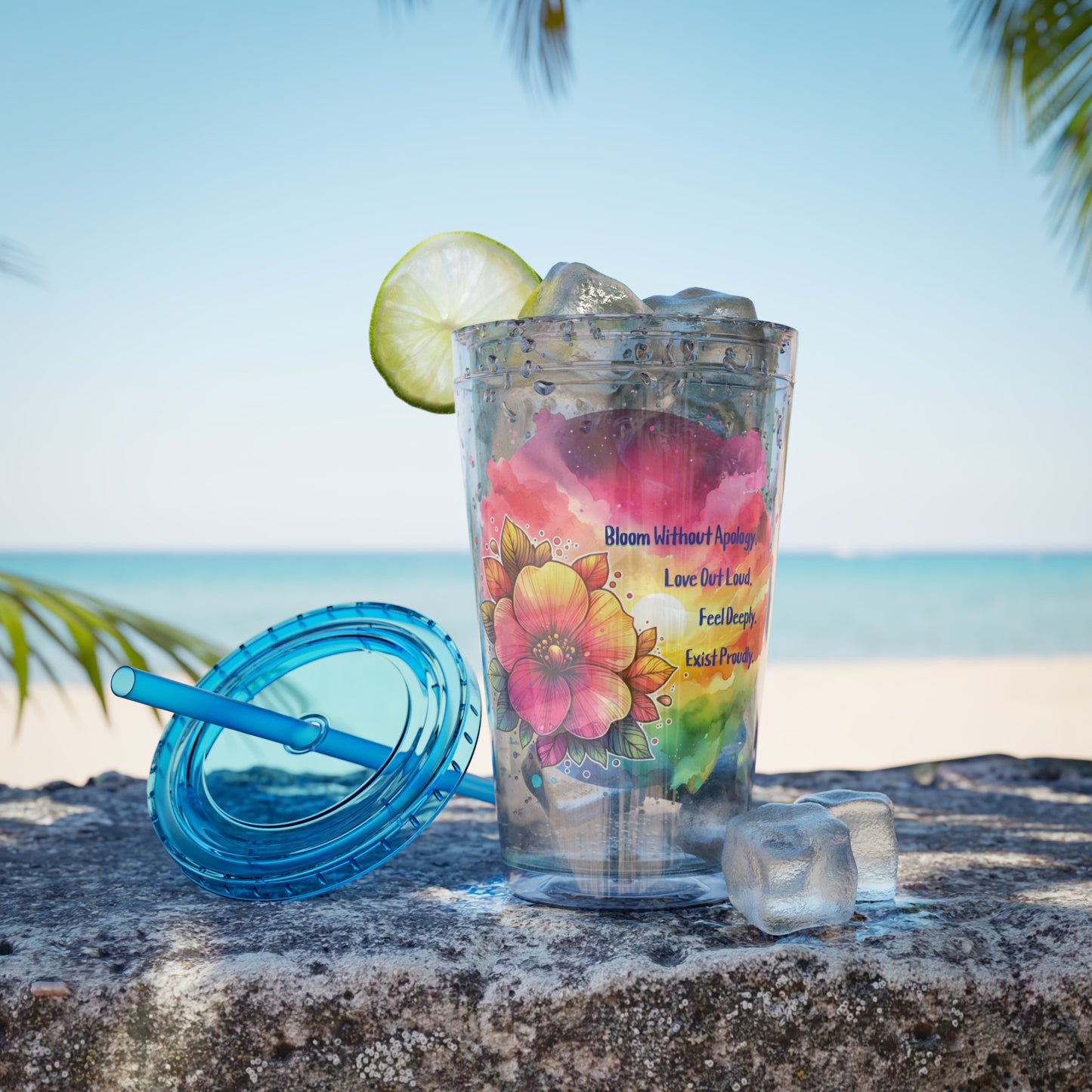 Bloom Without Apology 16oz. Insulated Tumbler with Straw