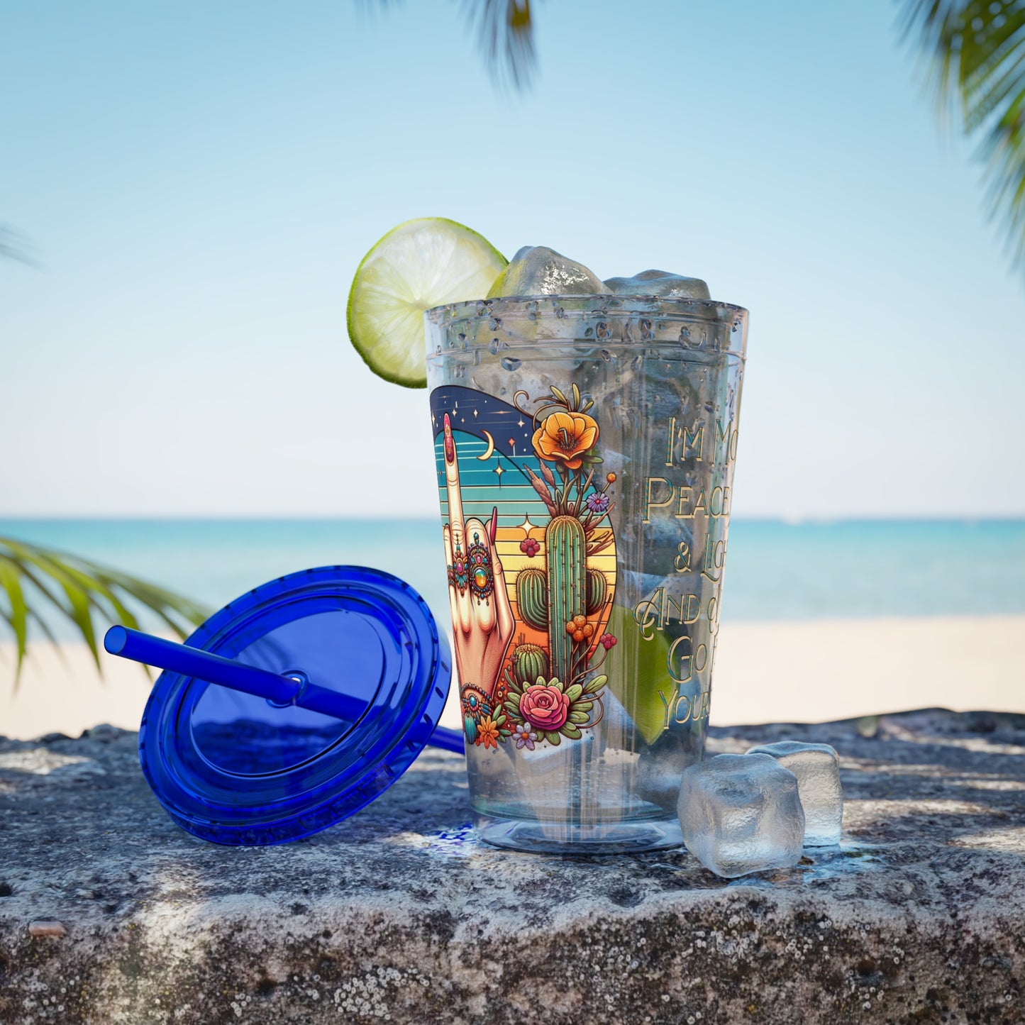 Peace Love Light F* Yourself 16oz Insulated Tumbler with Straw