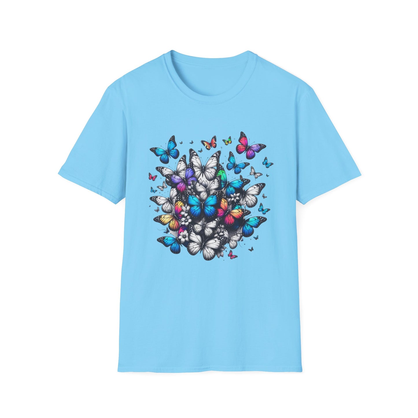 Colorful Butterfly Cluster Unisex Graphic T-Shirt