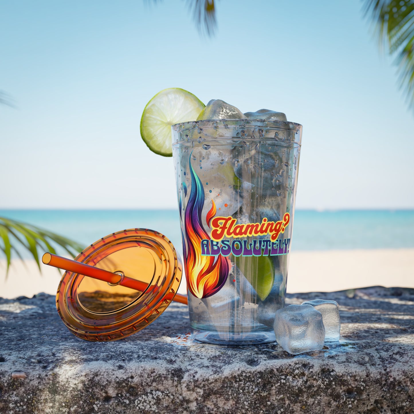 Flaming Pride 16oz Insulated Tumbler with Straw