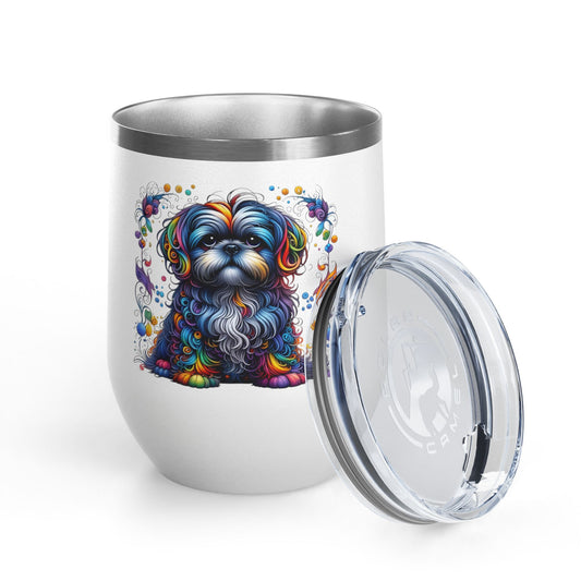 Colorful Shih Tzu 12oz Insulated Wine Tumbler