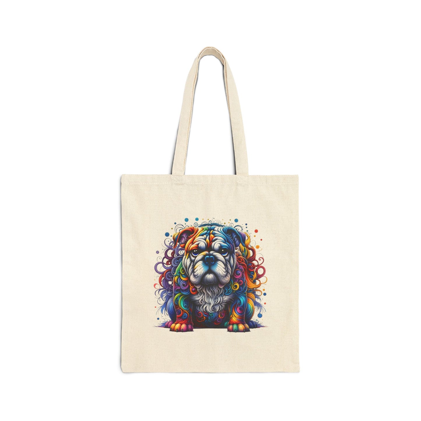 Colorful Bulldog Cotton Canvas Tote Bag
