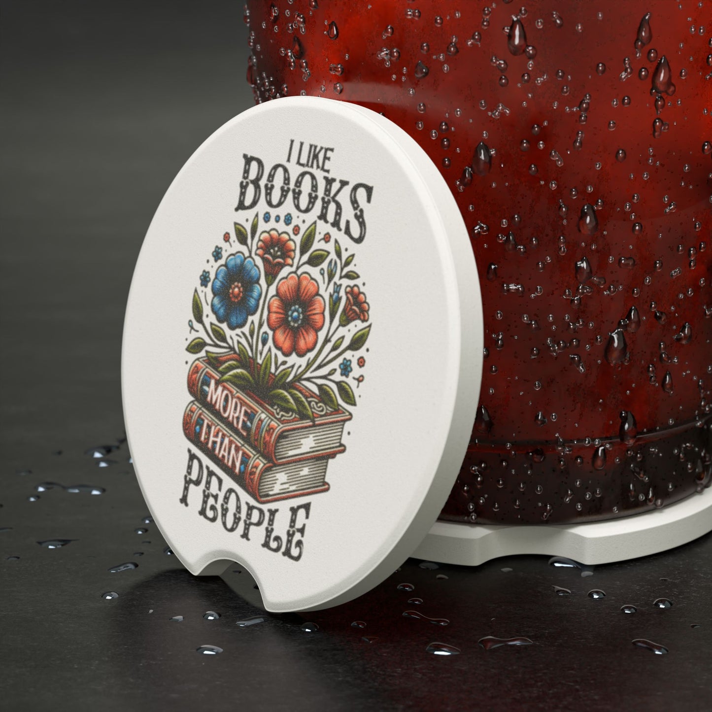 Books More Than People Soapstone Car Coaster Set of 1 or 2
