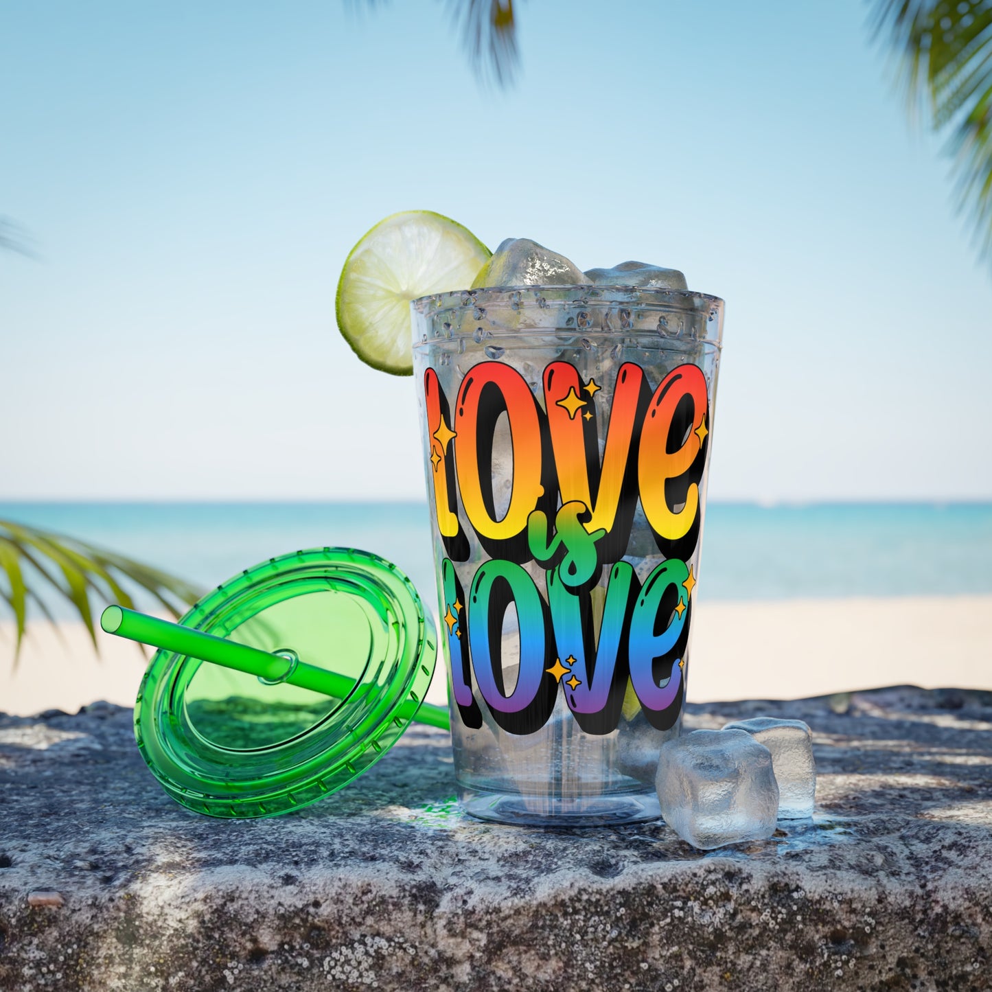 Love is Love Rainbow 16oz. Insulated Tumbler with Straw