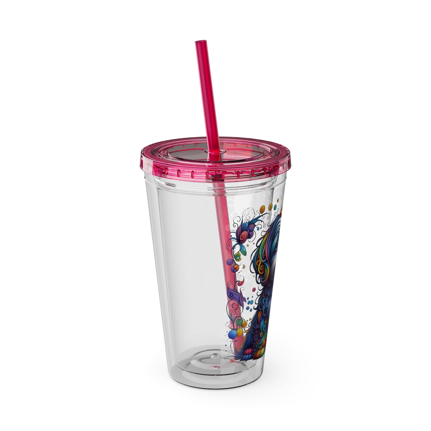 Colorful Shih Tzu 16oz. Insulated Tumbler with Straw