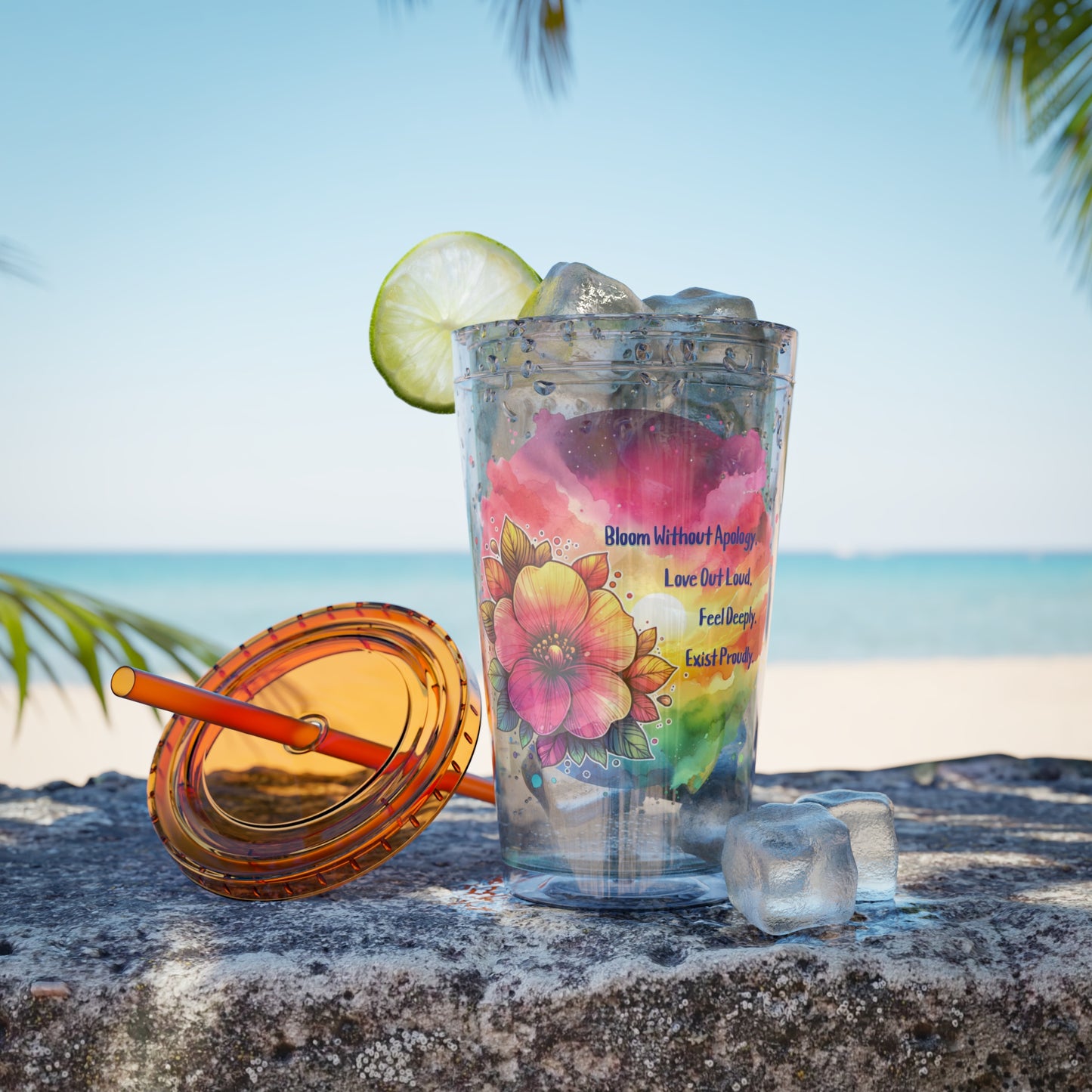 Bloom Without Apology 16oz. Insulated Tumbler with Straw