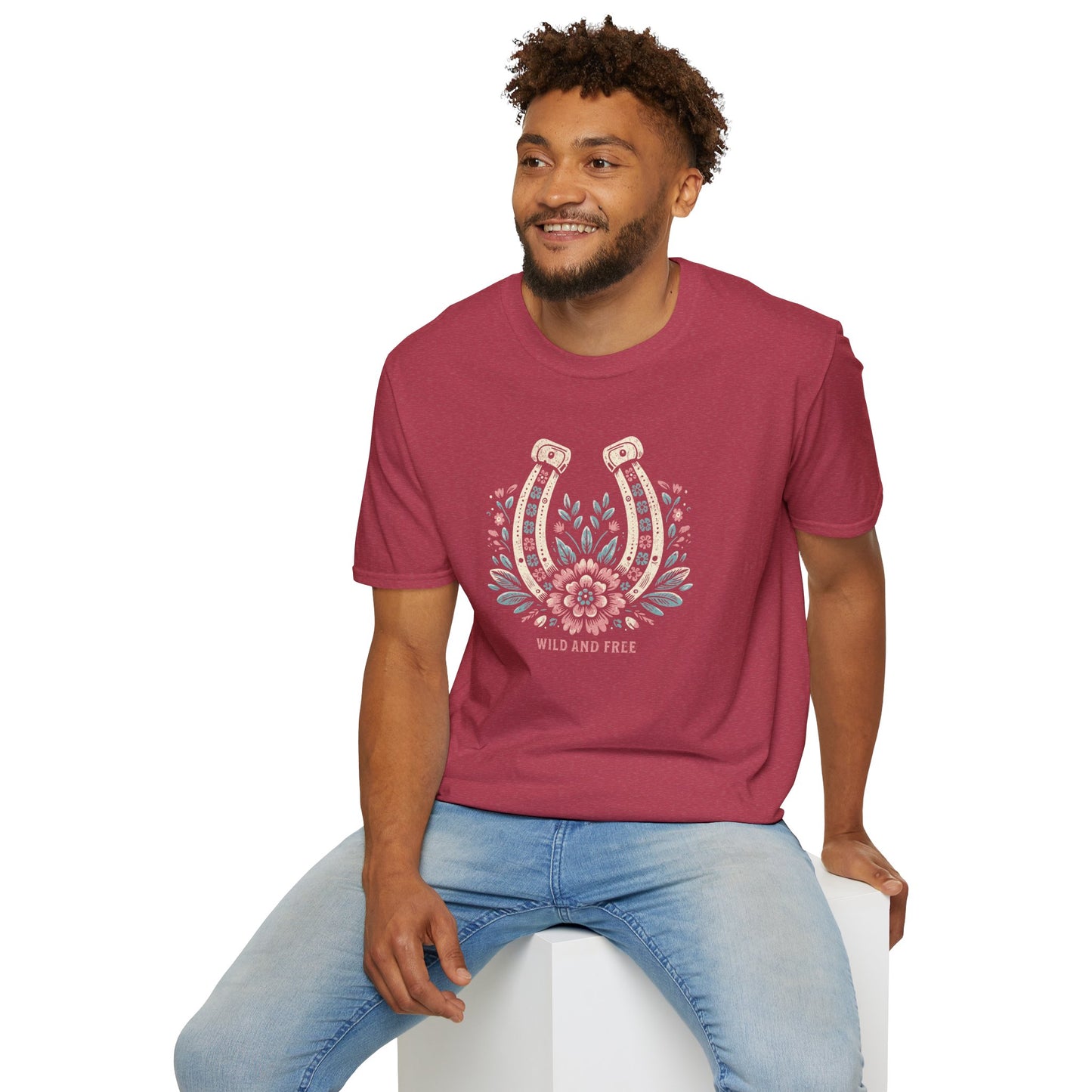 Wild and Free Horseshoe Floral Unisex Graphic T-Shirt