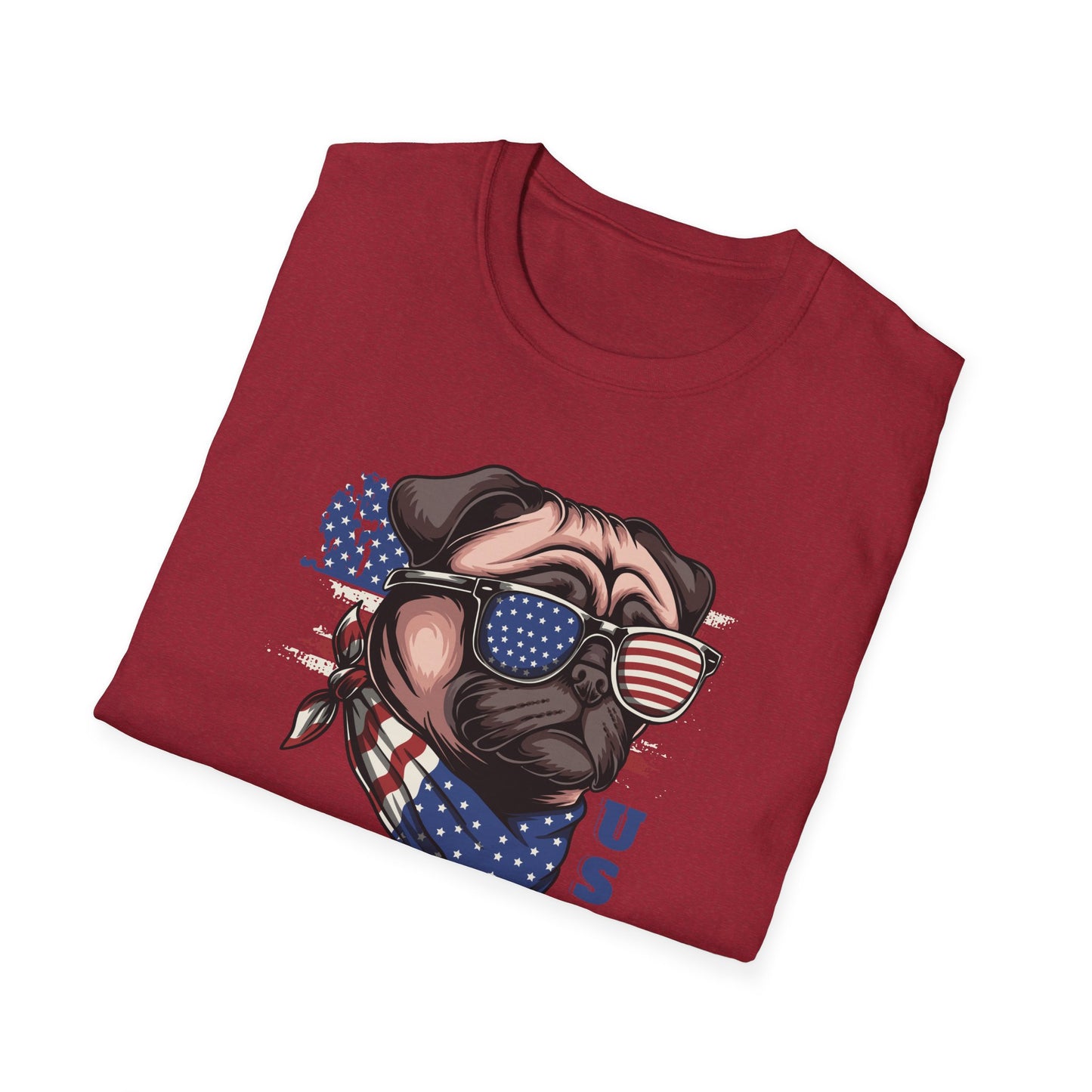 Patriotic Pug Dog USA Unisex Graphic T-Shirt