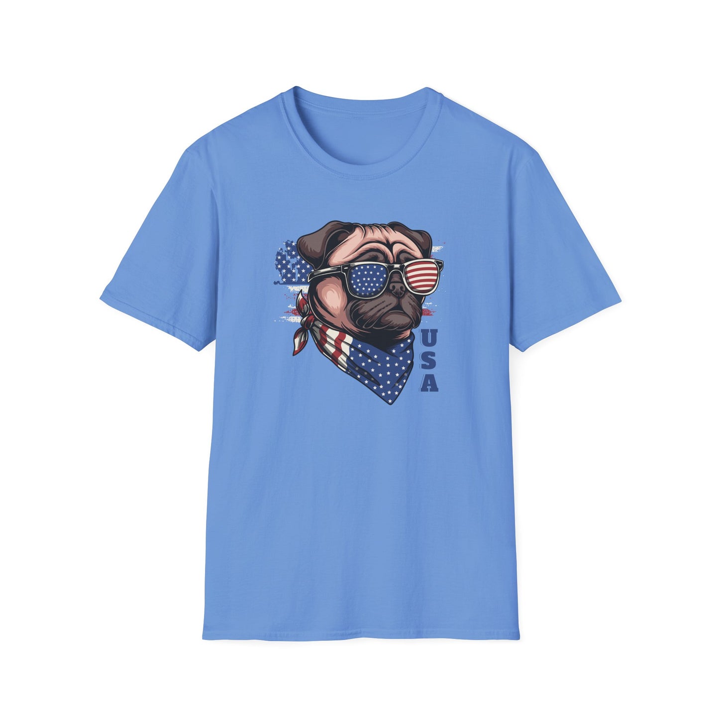 Patriotic Pug Dog USA Unisex Graphic T-Shirt