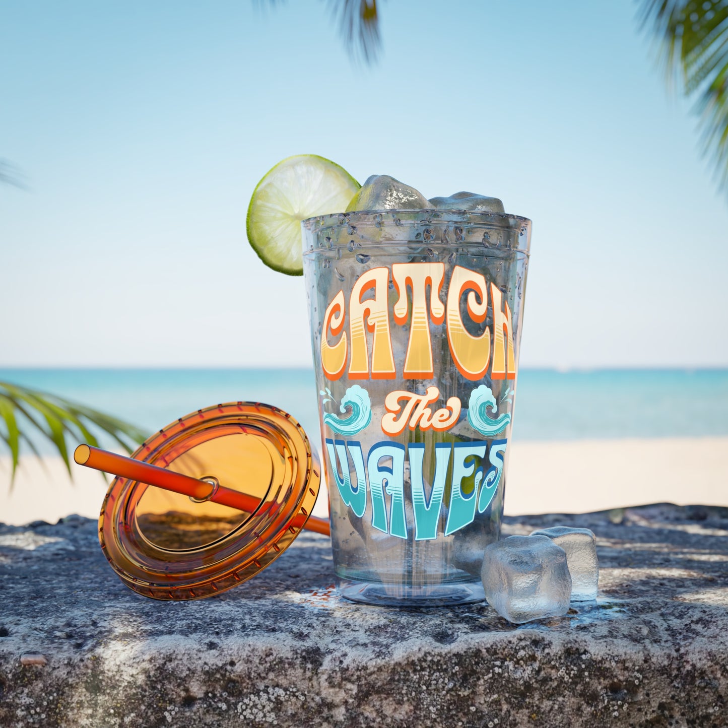 Catch the Waves 16oz Insulated Tumbler with Straw
