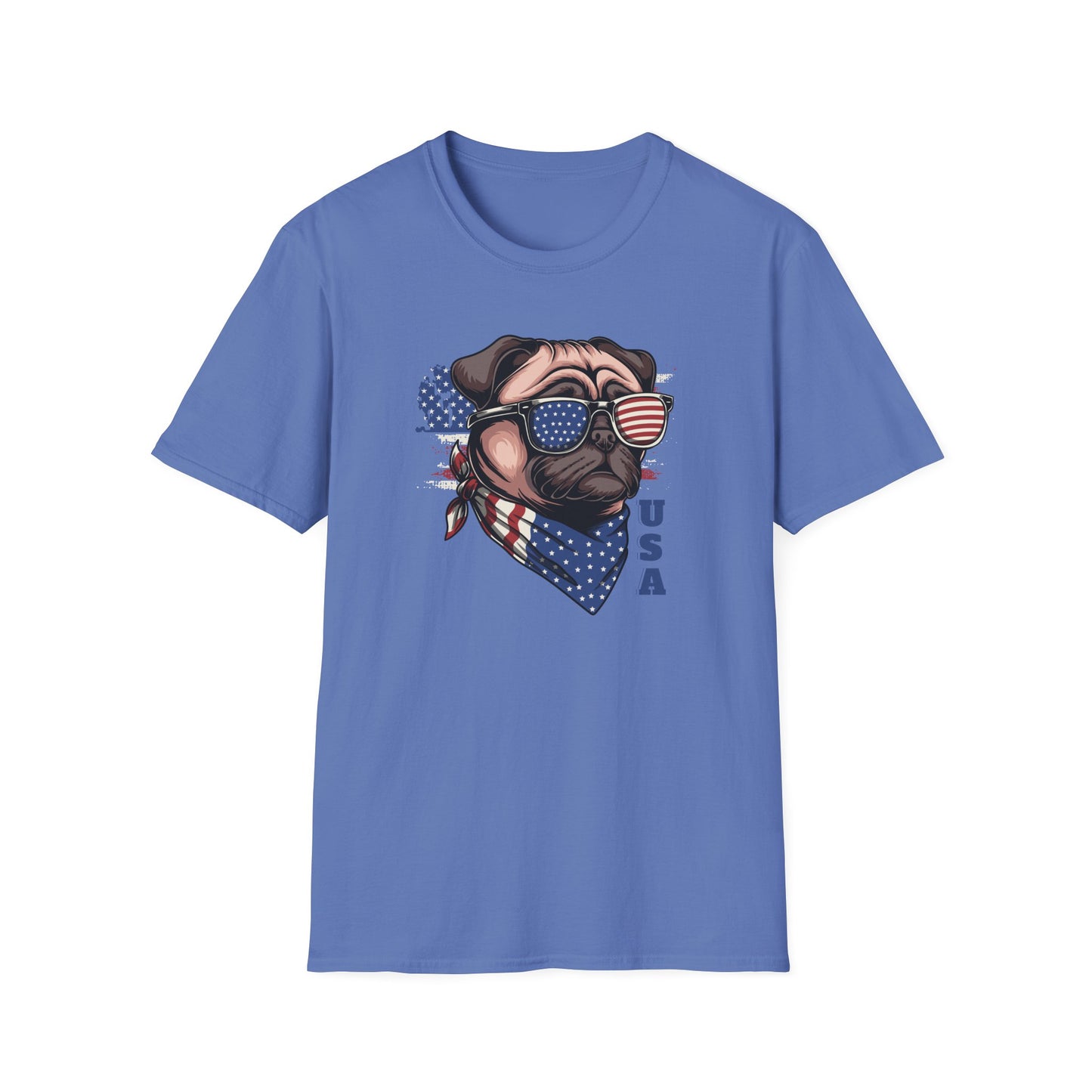 Patriotic Pug Dog USA Unisex Graphic T-Shirt