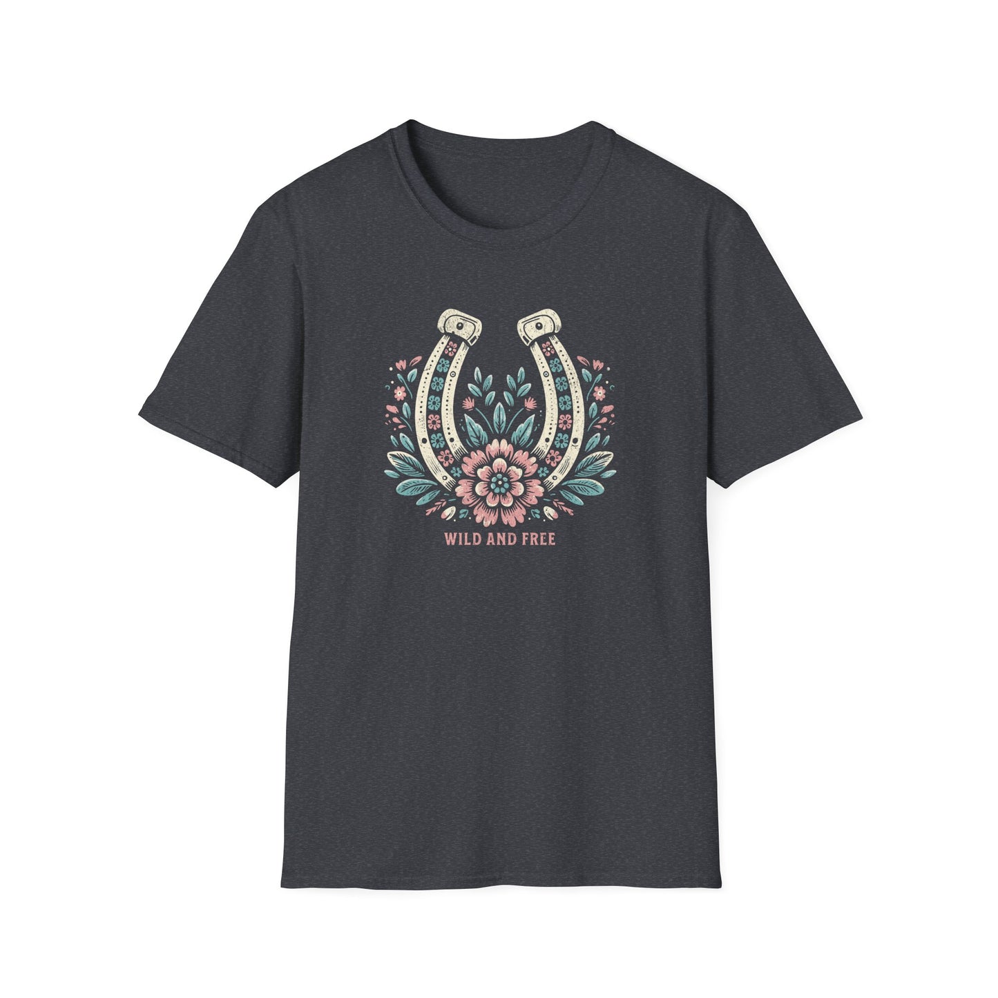 Wild and Free Horseshoe Floral Unisex Graphic T-Shirt