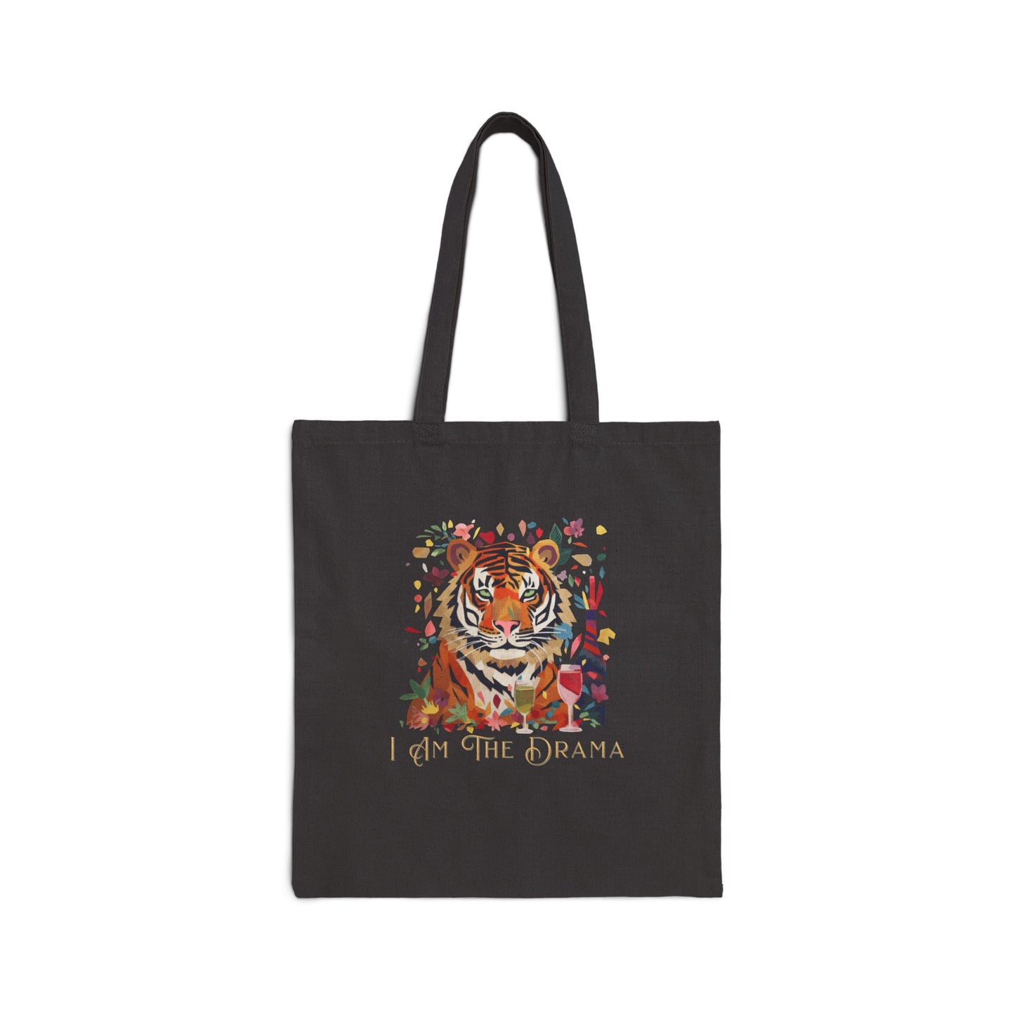 "I Am the Drama" Tiger Cotton Canvas Tote Bag
