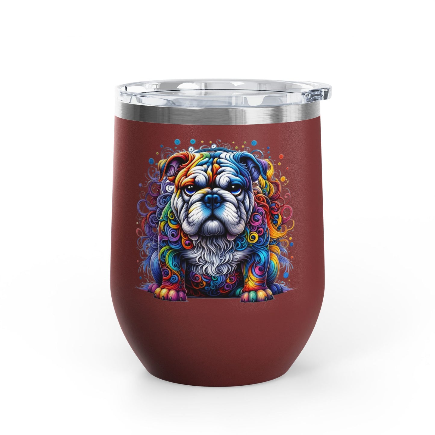 Colorful Bulldog 12oz. Insulated Wine Tumbler