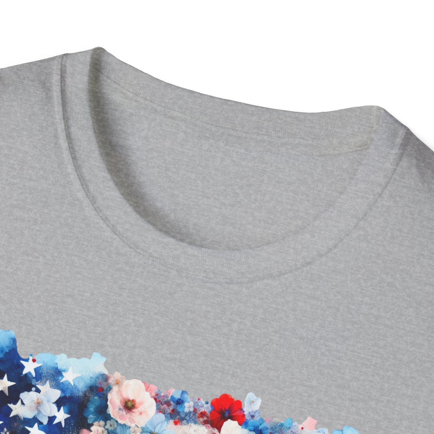 Patriotic Floral Freedom in Full Bloom Unisex Graphic T-Shirt