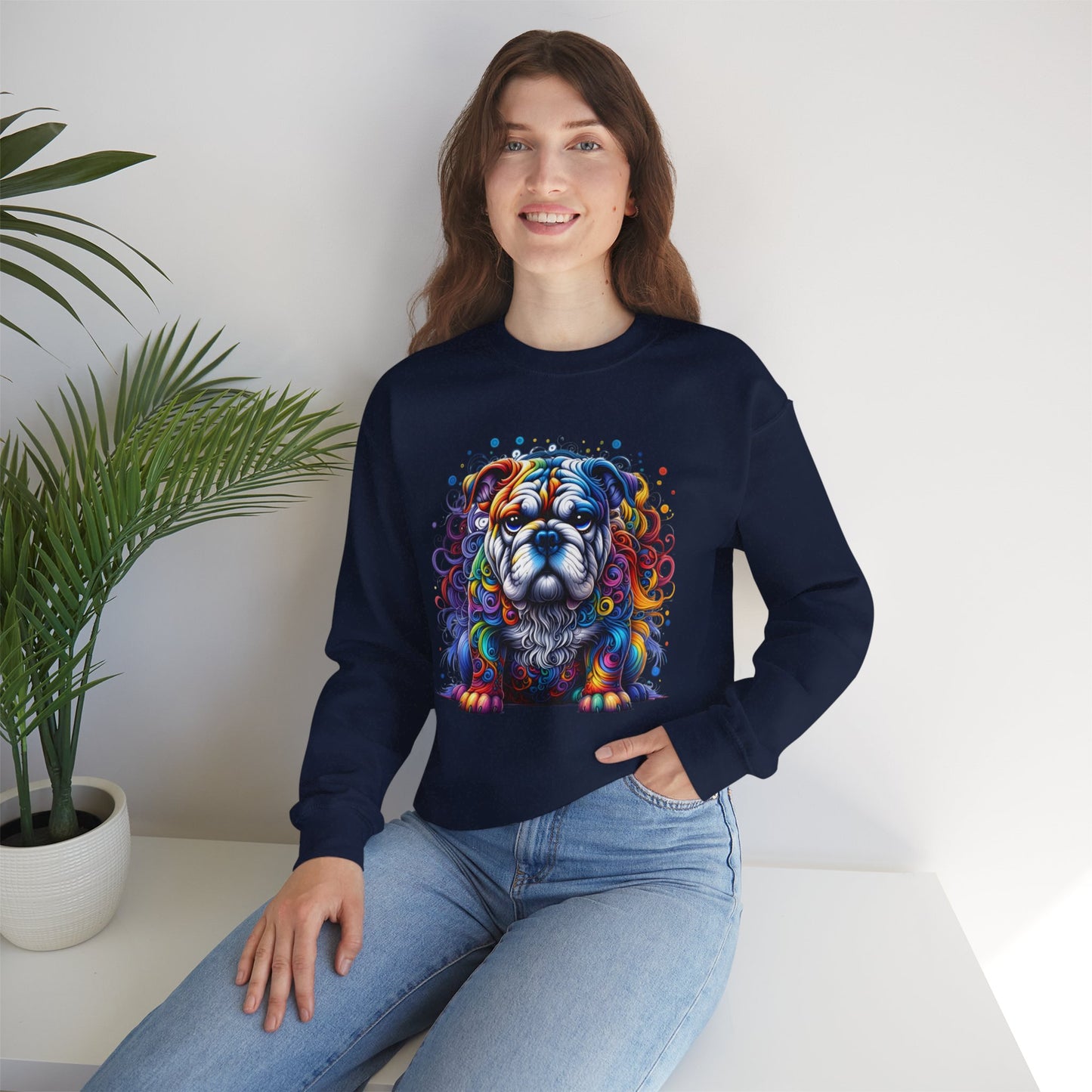 Colorful Bulldog Unisex Crewneck Sweatshirt