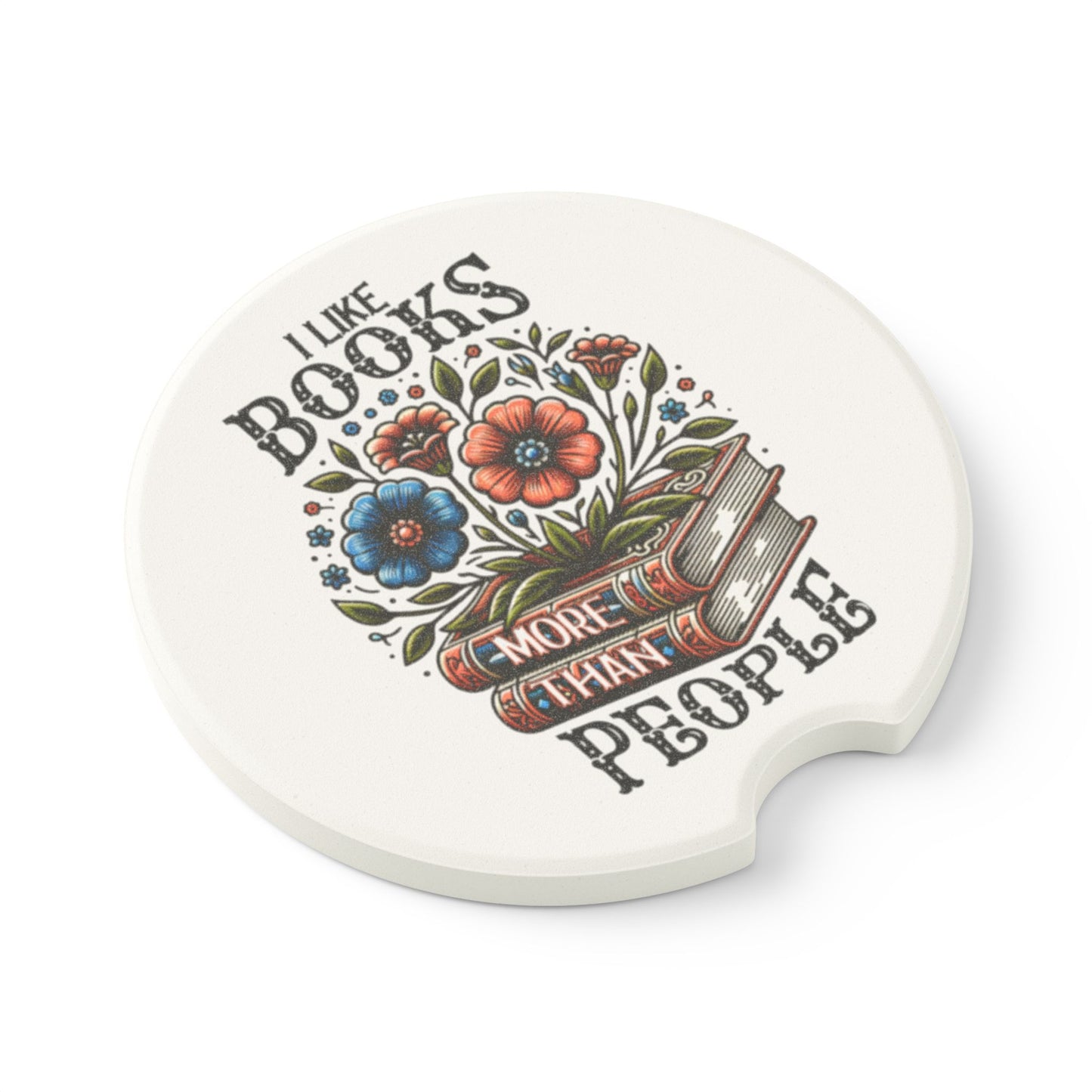 Books More Than People Soapstone Car Coaster Set of 1 or 2