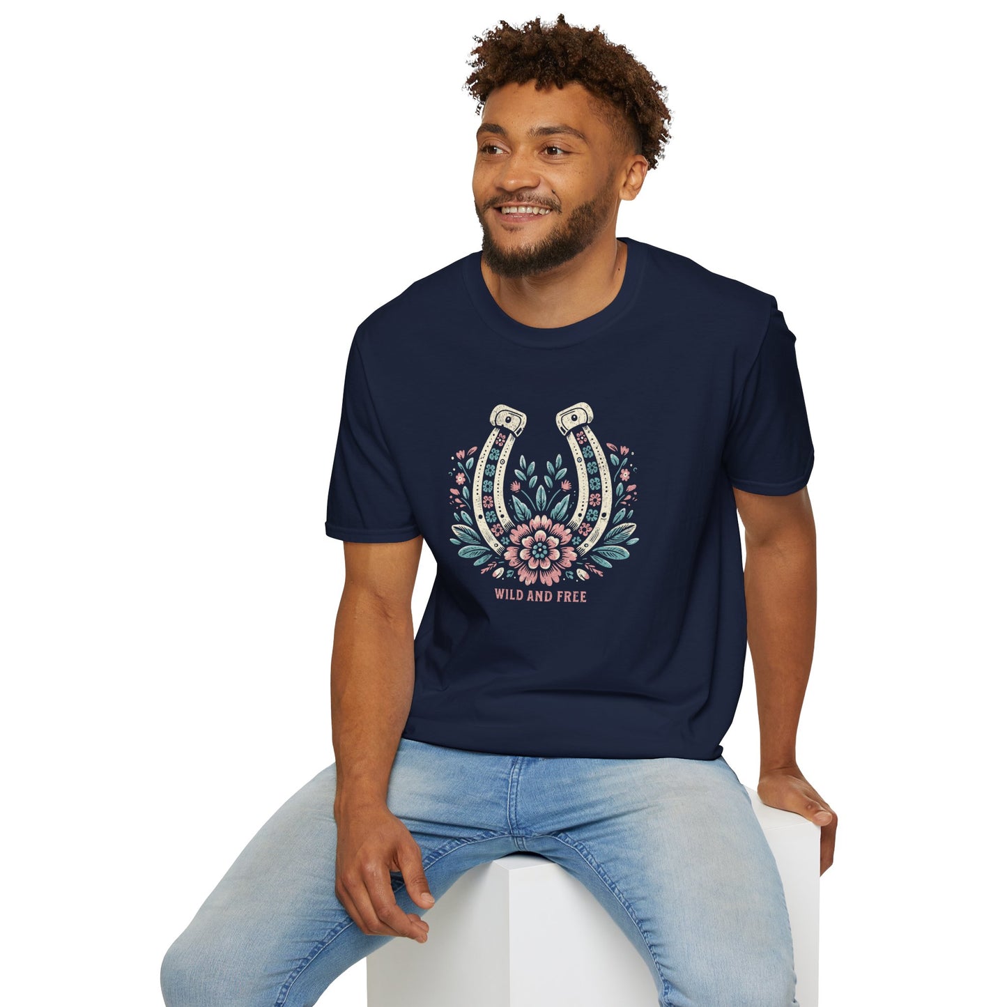 Wild and Free Horseshoe Floral Unisex Graphic T-Shirt