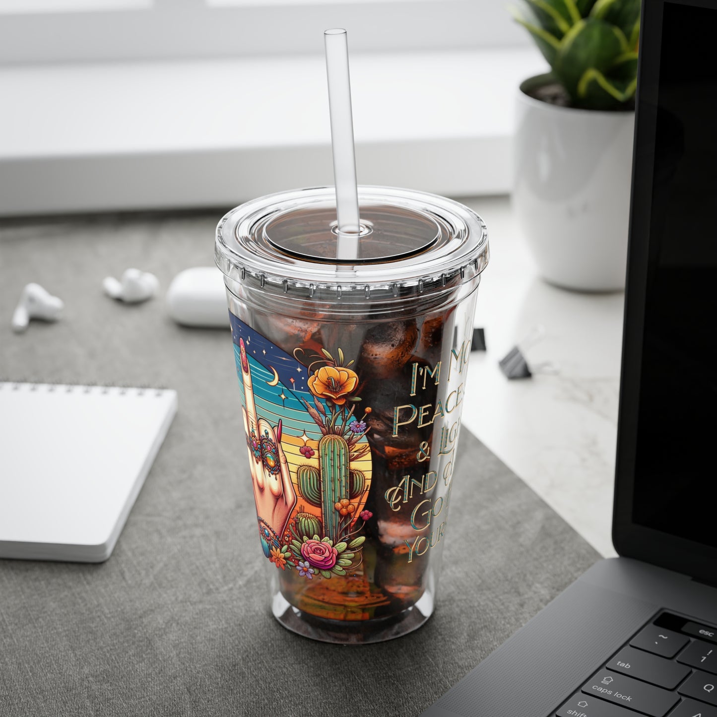 Peace Love Light F* Yourself 16oz Insulated Tumbler with Straw