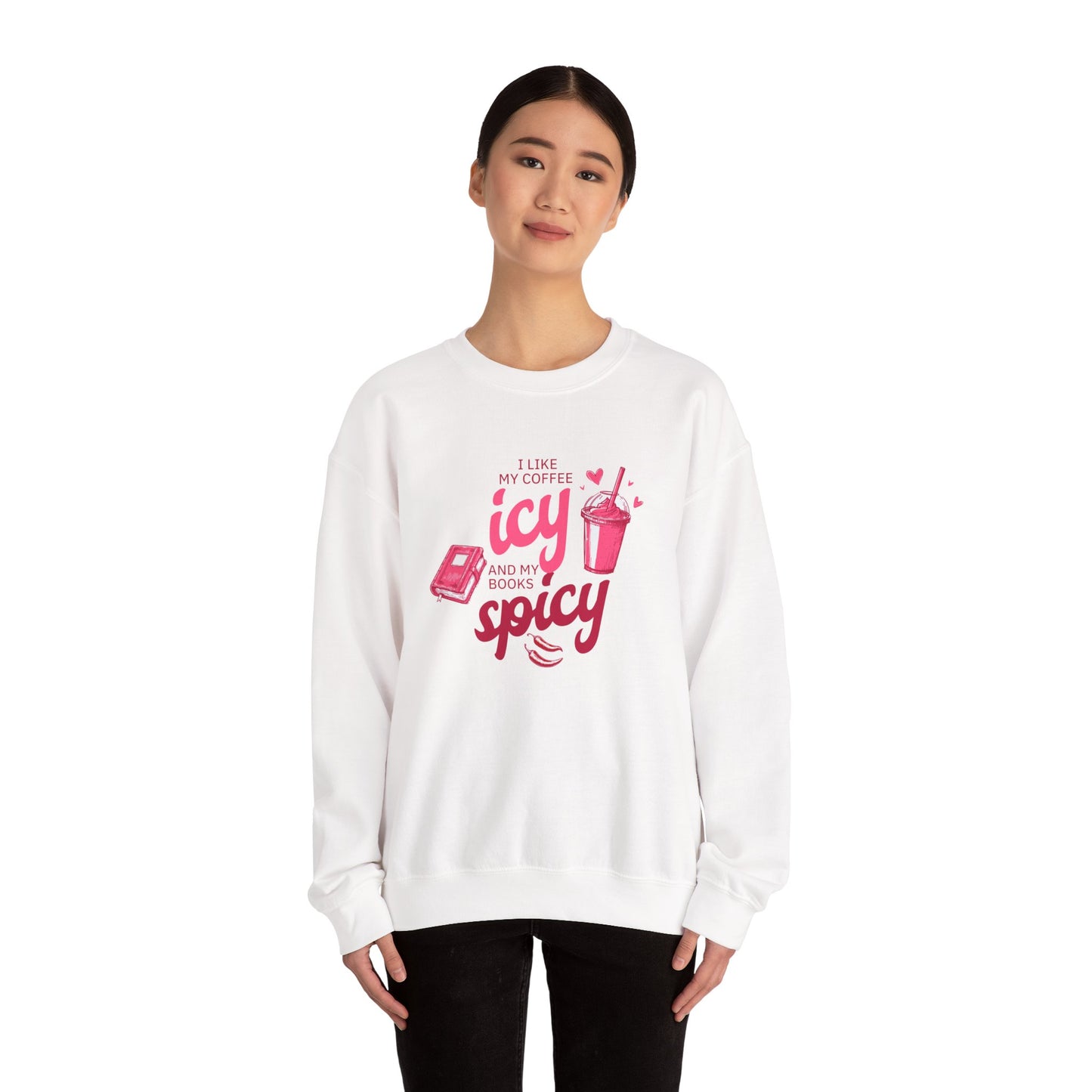 Icy Coffee Spicy Books Unisex Crewneck Sweatshirt