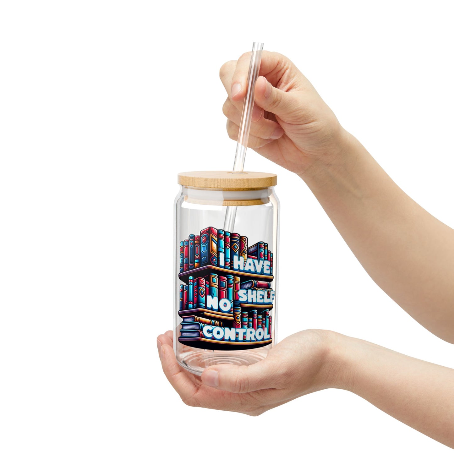 No Shelf Control 16oz Sipper Glass with Bamboo Lid and Straw