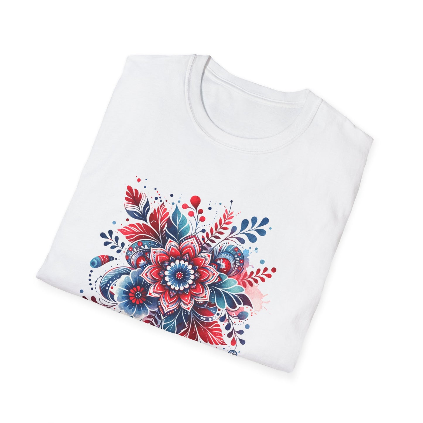 Red White & Bloom Floral Art Patriotic Unisex Graphic T-Shirt