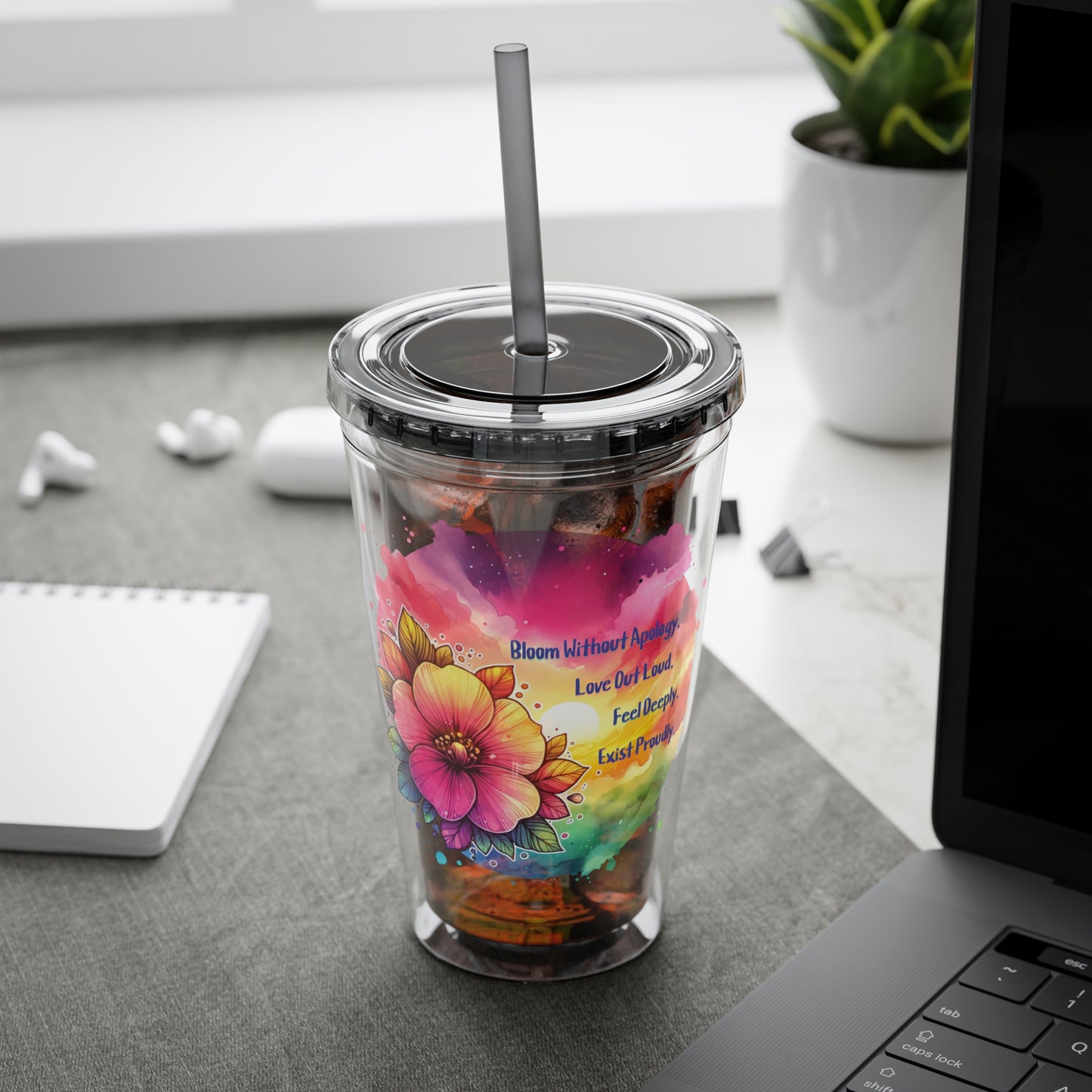 Bloom Without Apology 16oz. Insulated Tumbler with Straw