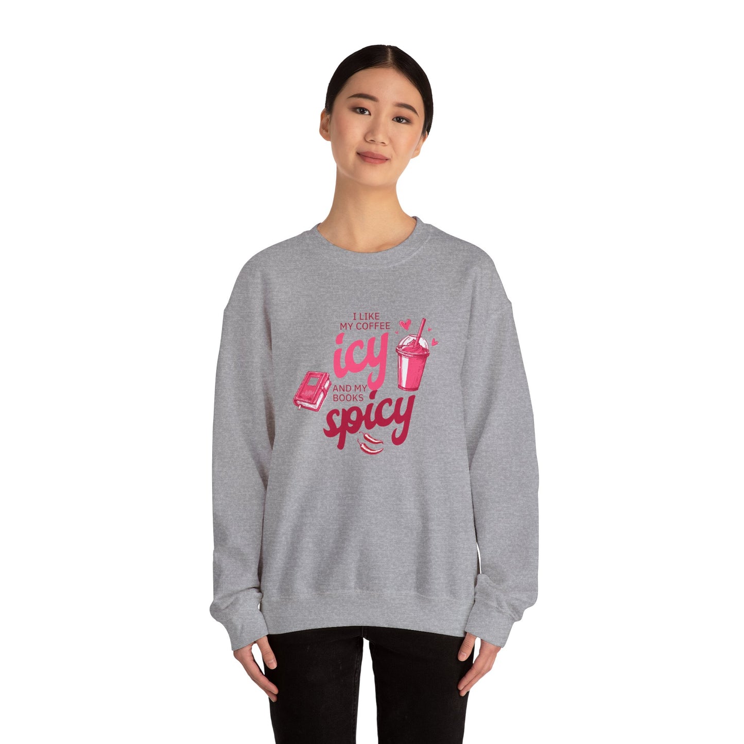 Icy Coffee Spicy Books Unisex Crewneck Sweatshirt