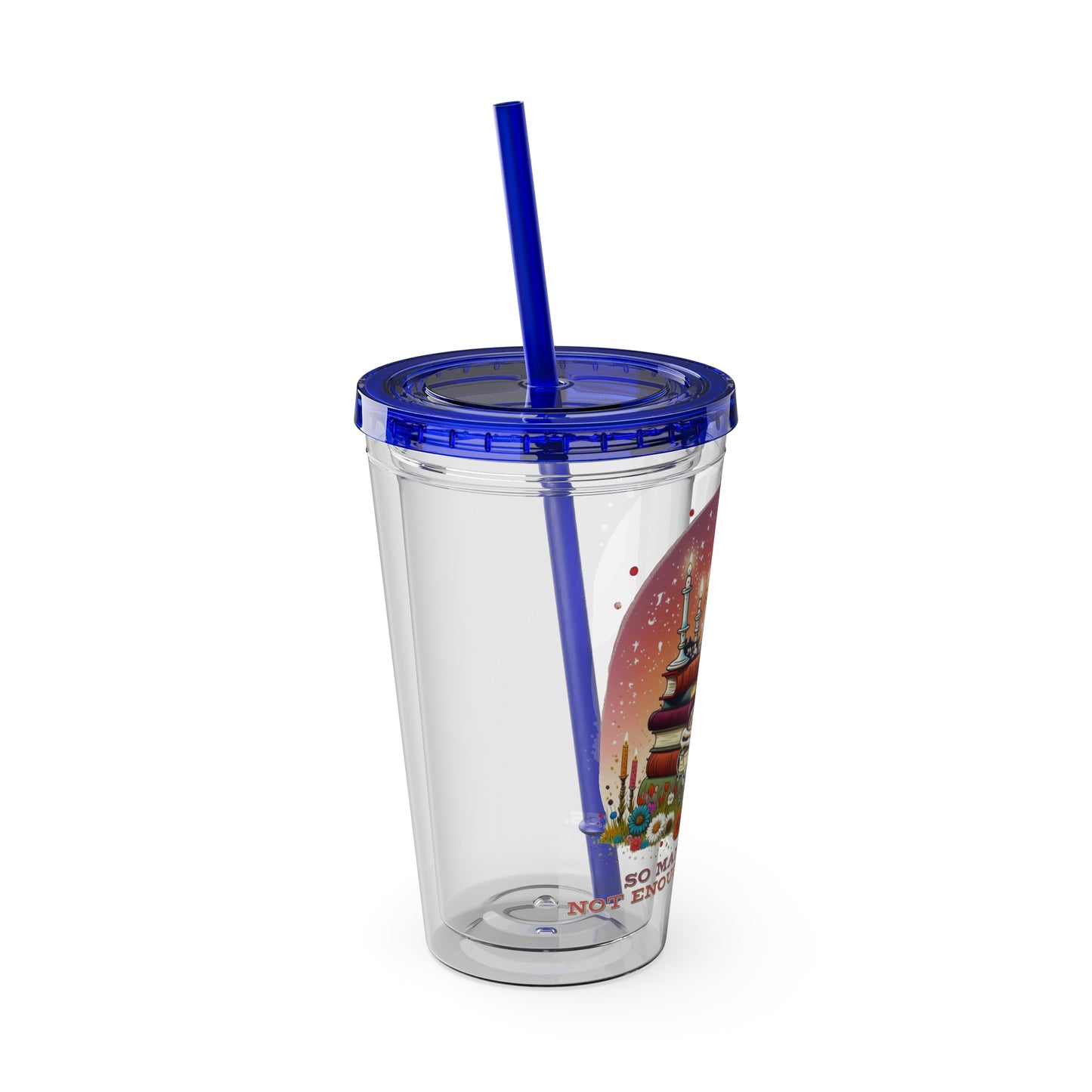 So Many Books 16oz Insulated Tumbler with Straw