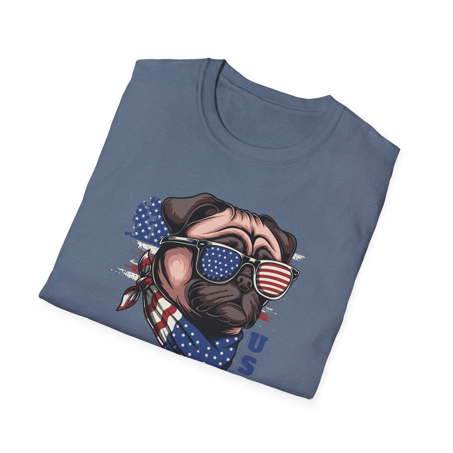 Patriotic Pug Dog USA Unisex Graphic T-Shirt
